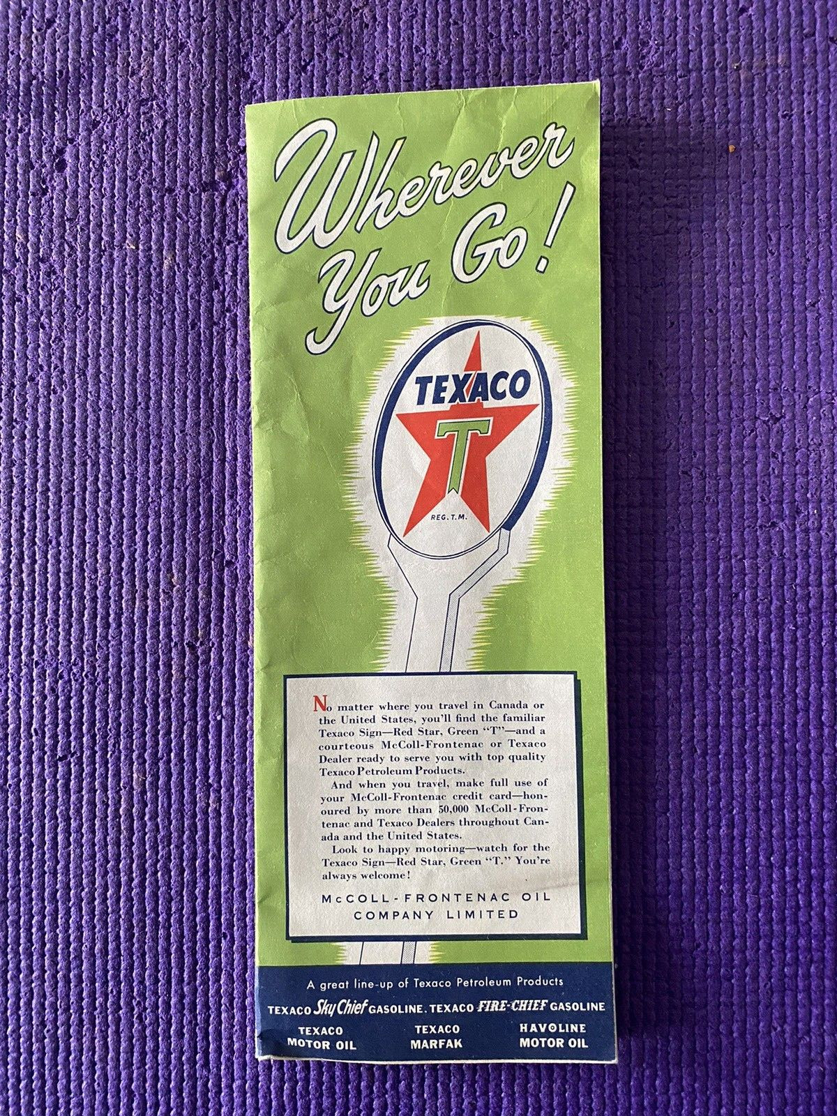 Lot of (2) Vintage Road Maps Texaco and Atlantic New York, Ontario