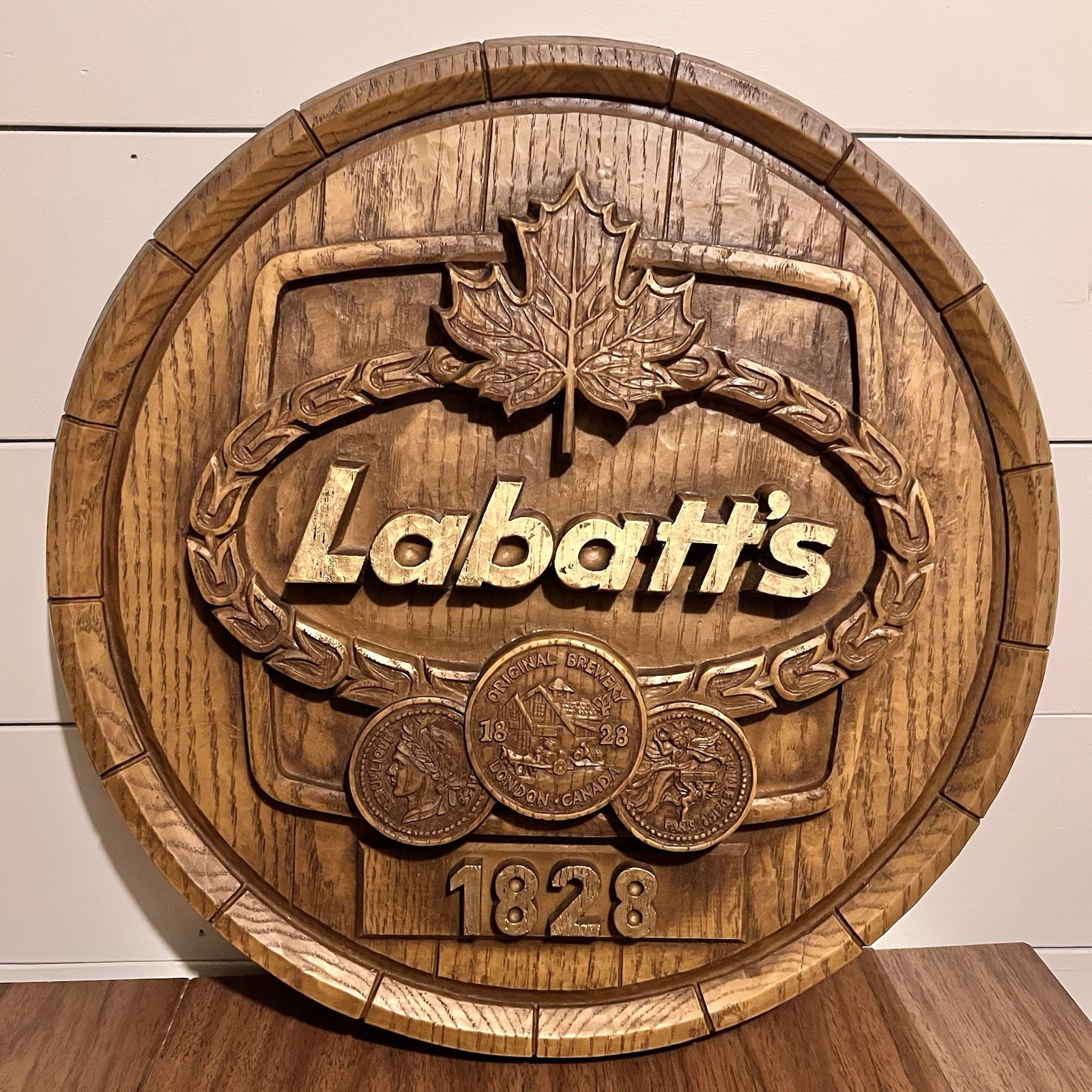 Labatt’s Beer Barrel Wall Sign 19” Vintage 3D Canadian Brewery Bar Decor