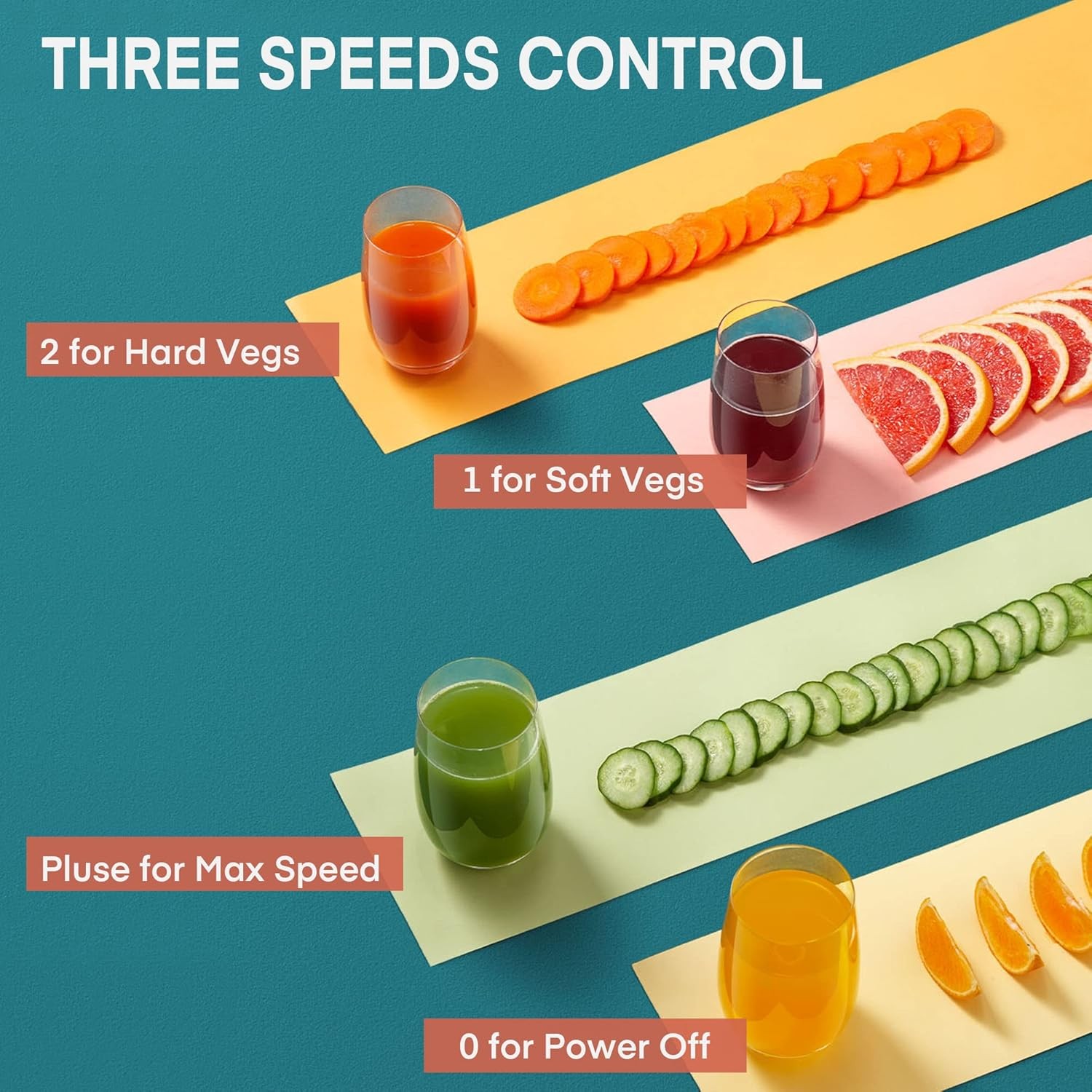 Juilist 800W Juicer 3" Wide Mouth 3-Speed Veg & Fruit Easy Clean