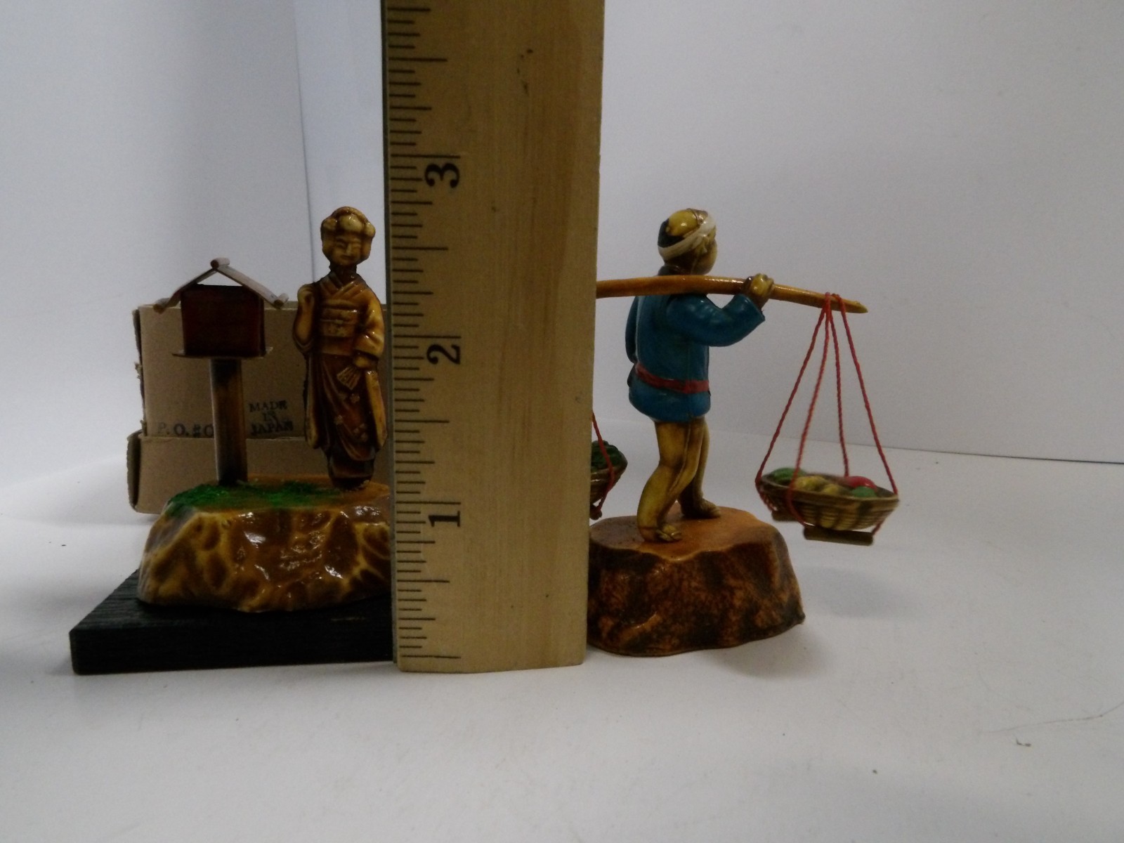 Lot of 2 Japan Japanese celluloid figures Geisha & Farmer