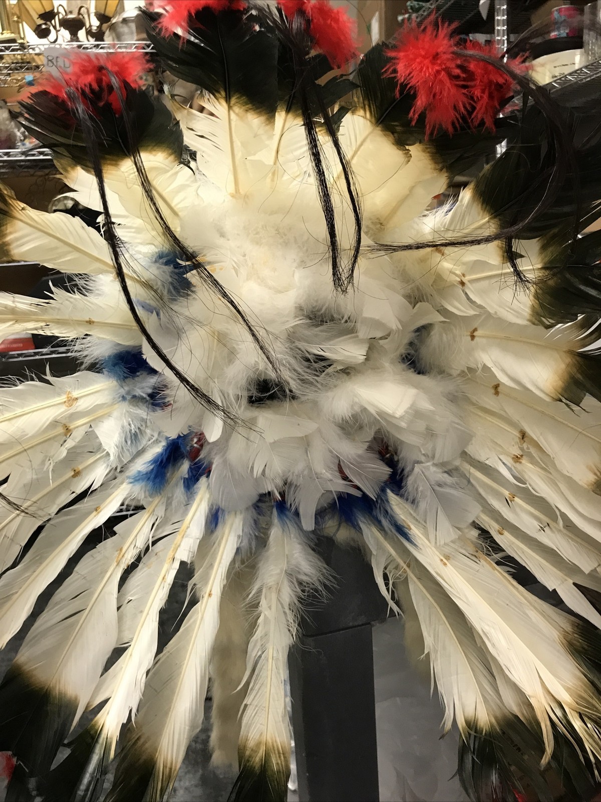 Native American War Indian Warrior Feathered Beaded Ceremonial Headdress