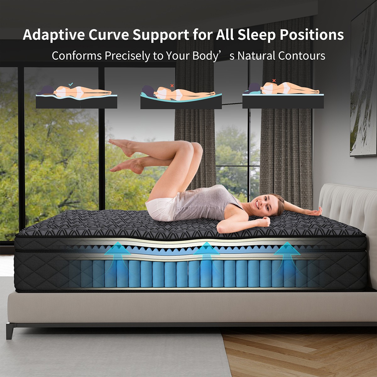 12" 14" Twin Full Queen King Mattress Gel Memory Foam Pocket Spring Bed in a Box