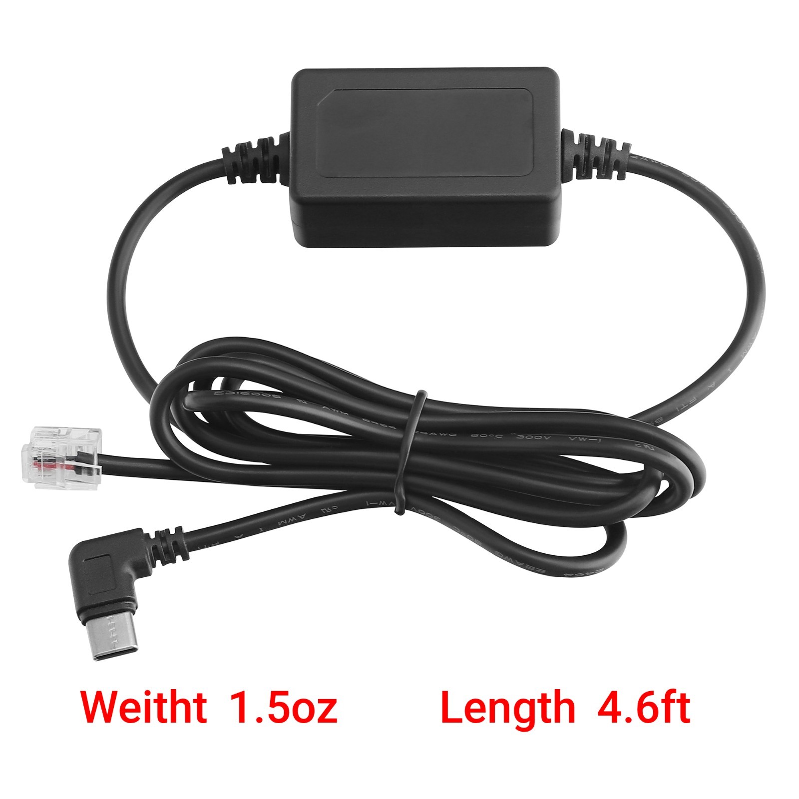 Radar Detector Cable USB-C to RJ11 for Uniden R1 R3 R7 Escort Passport 9500i