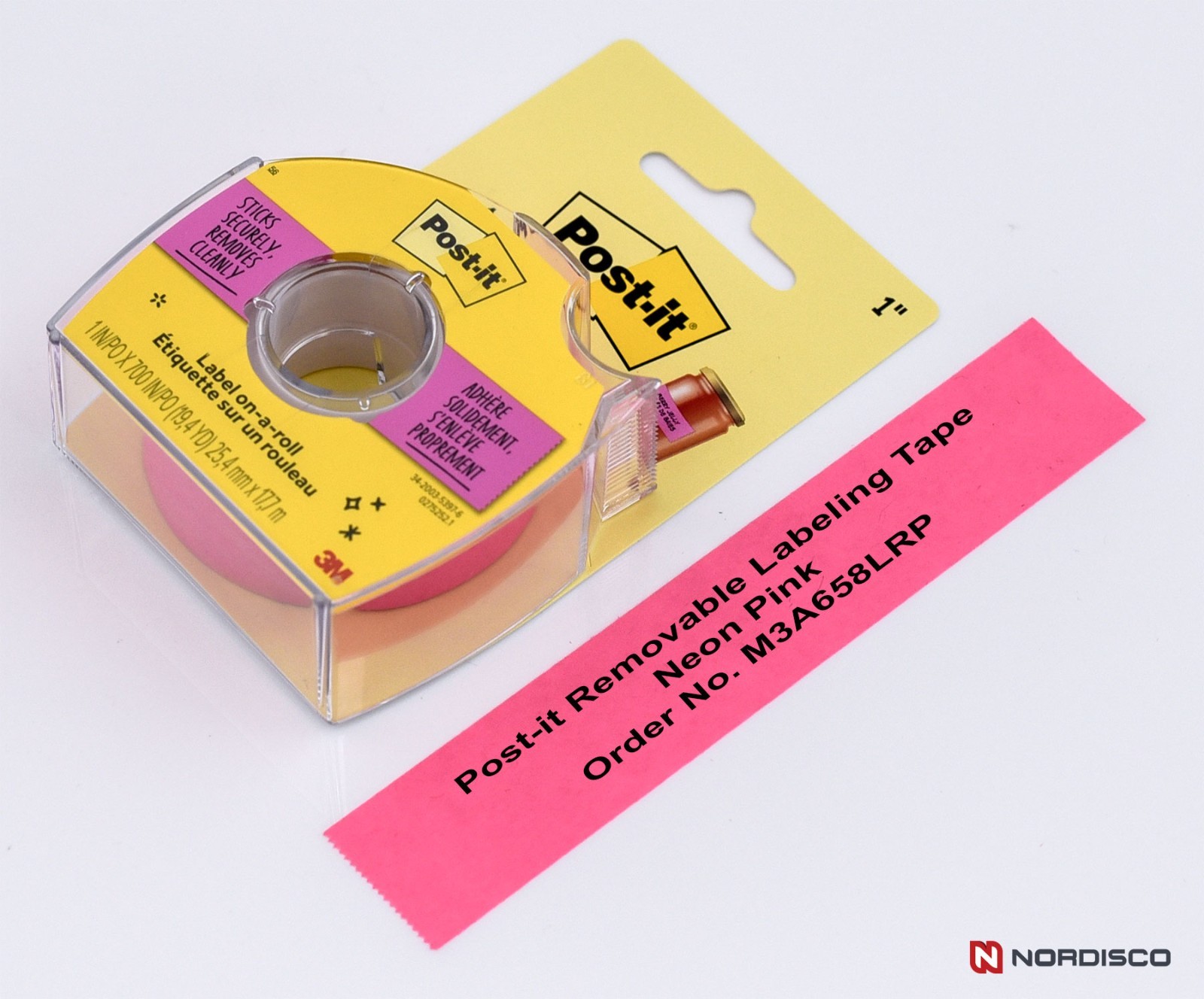 Post-it Label On-a-Roll 658LRP, Neon Pink, 1" x 700", Removable Labeling Tape
