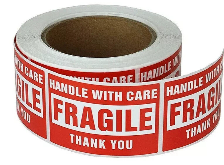 10 FRAGILE Handle with Care stickers DOT 2x3 inch Shipping Label UPS Fedex USPS