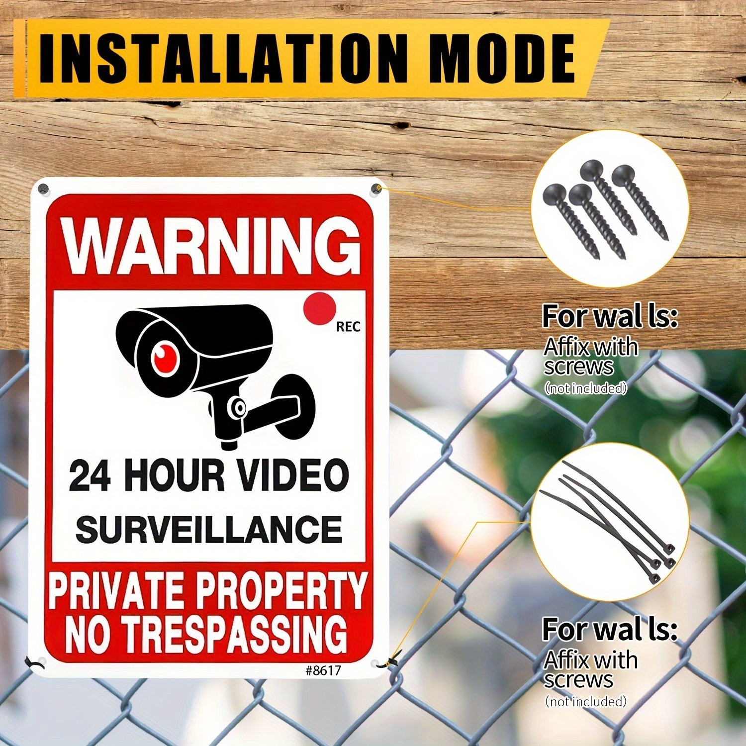 2-Pack Warning Security Cameras In Use Sign Video Surveillance Sticker Signs