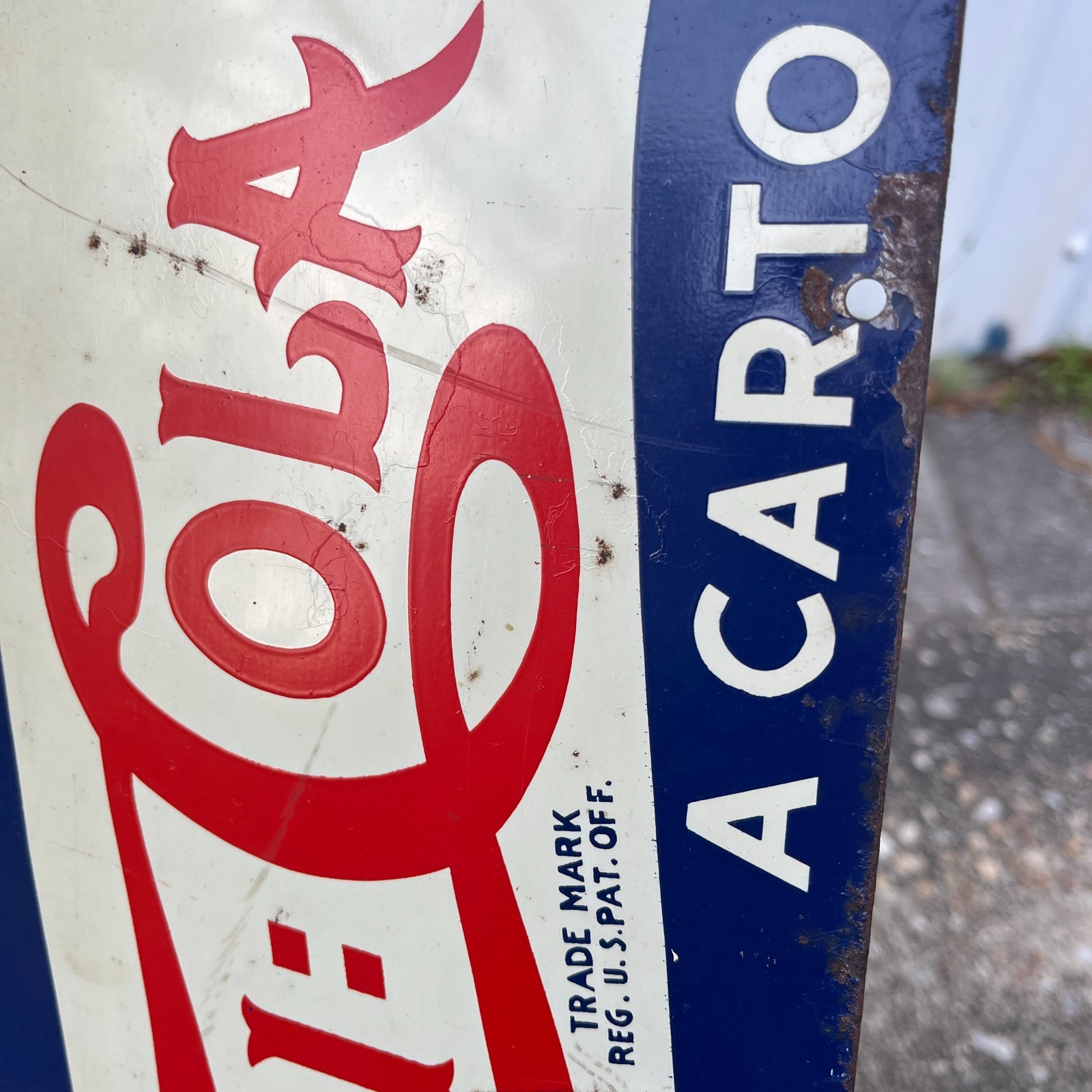 Original 1930's - 1940's Pepsi Cola Double Dot Metal Sign Double Sided