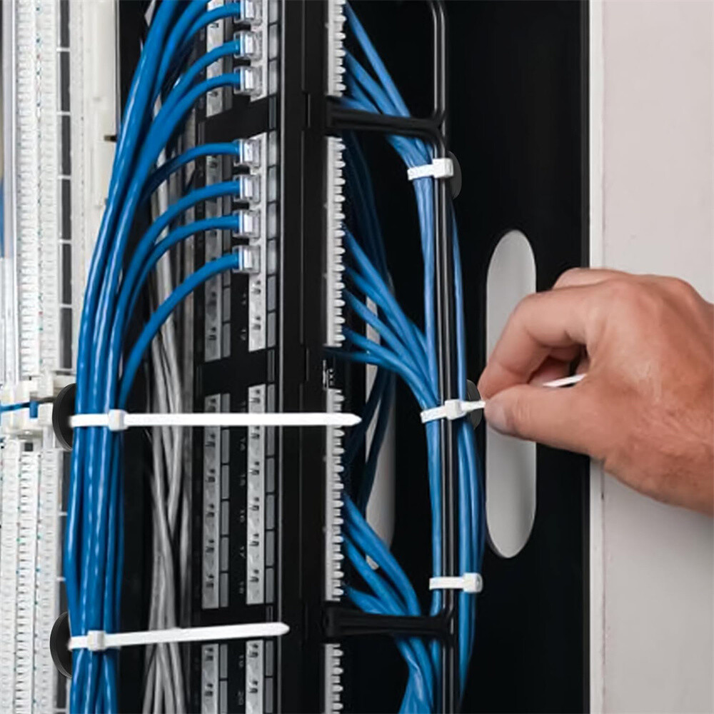 20Pcs Black Magnetic Cable Zip Tie Mount Base Wire Clips Management Bases Holder