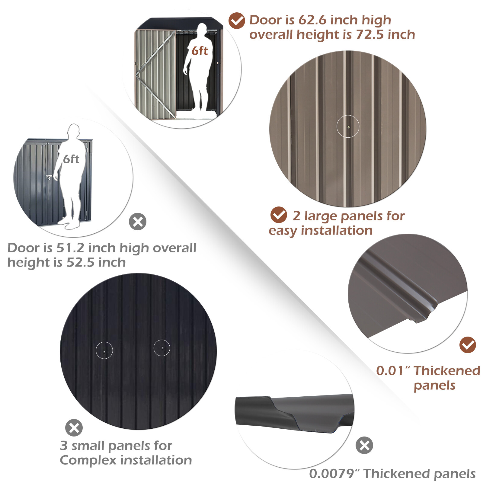 AECOJOY Outdoor Metal Storage Shed with Lockable Door