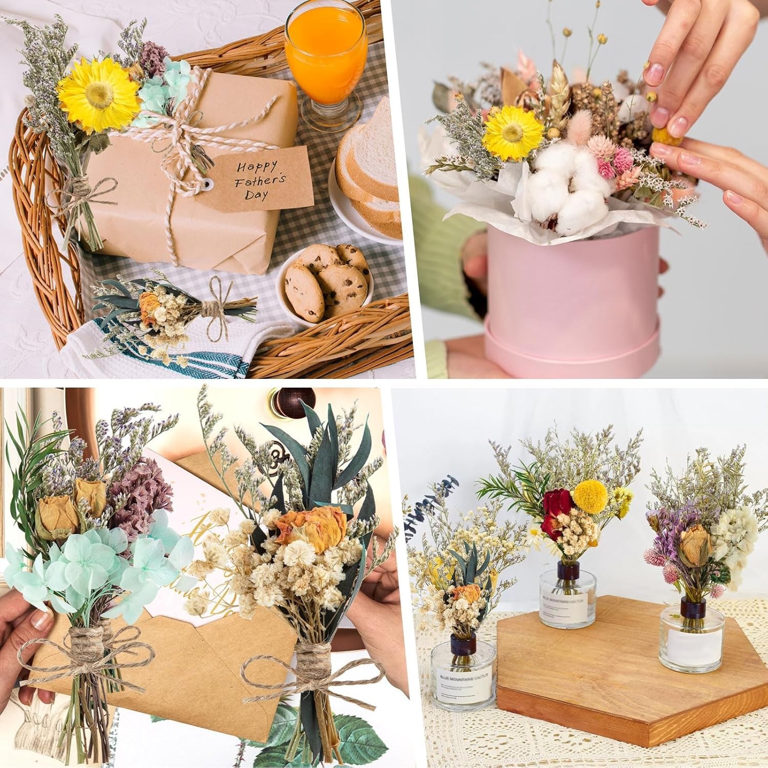 "10 PCS Dried Flowers - Mini Dried Flower Bouquet Wildflower Decor "