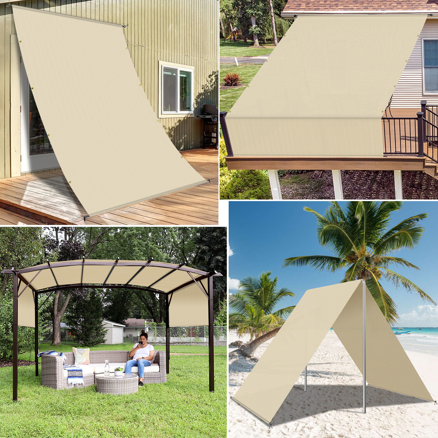Outdoor Pergola Shade Cover Universal Replacement Awning Canopy with Rod