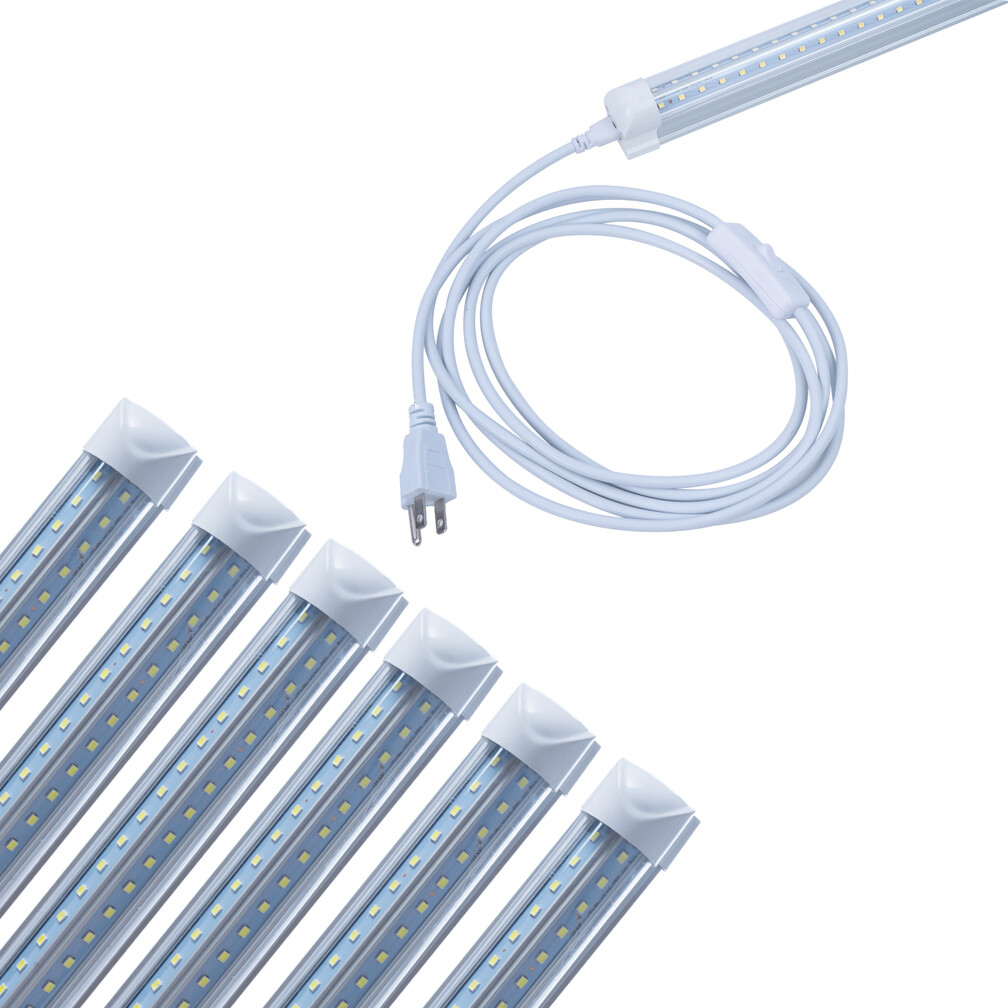 T8 4FT LED Shop Light 40W V Shape Tube Linkable Fixture Super Bright White 6000K