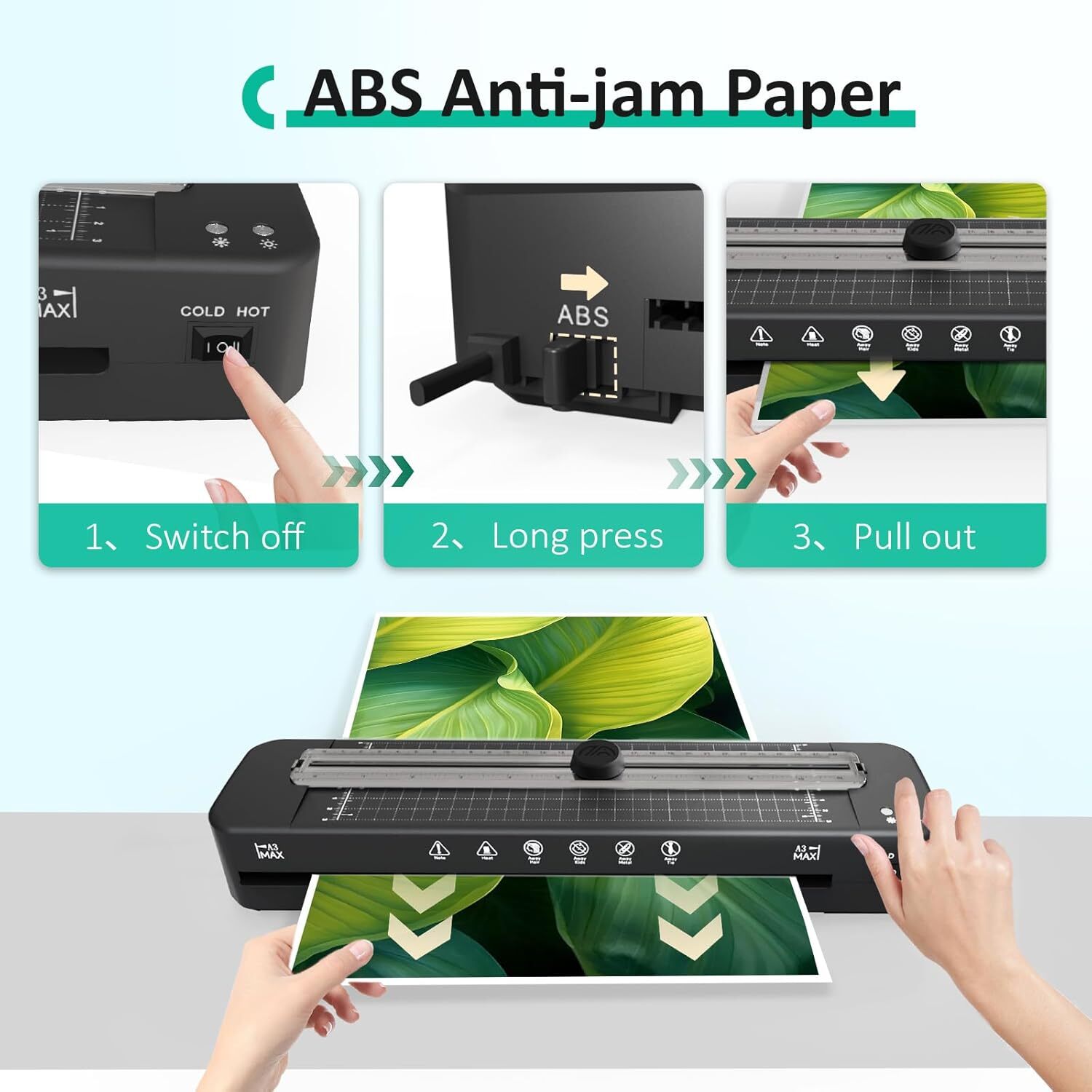 13 Inch Laminator Machine 50 Sheets Built-in Paper Cutter & Corner Rounder