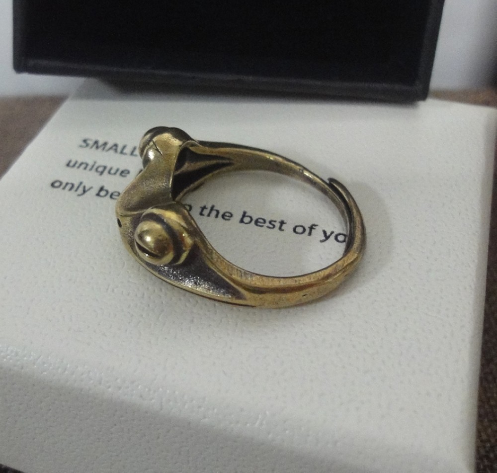 Retro Brass Frog Toad Statue Adjustable Ring US Size 6-8