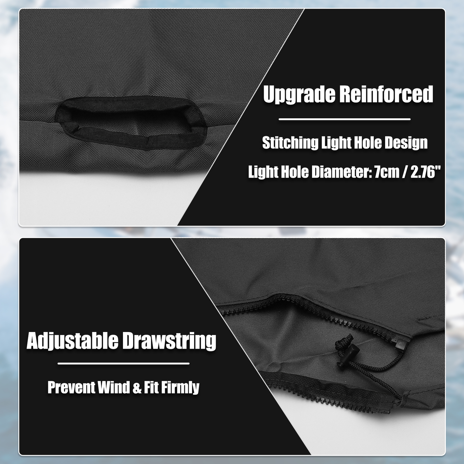 Boat Universal Bimini Top Storage Boot Cover with Light Hole 97"-103" W