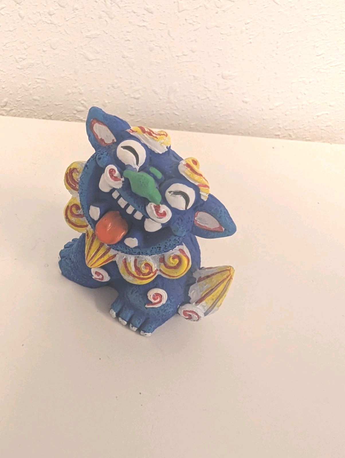 Shisa set of 2 small blue resin guardian foo dog figurines