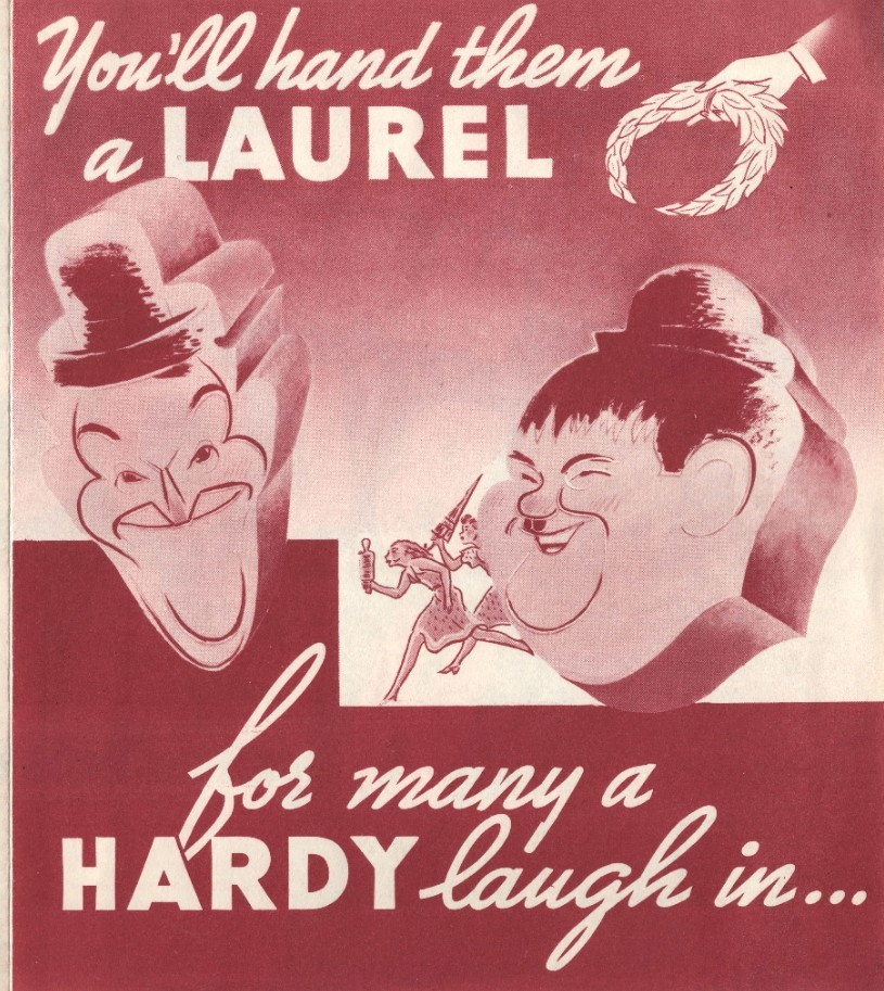 Laurel & Hardy BLOCK HEADS 1938 MGM Herald Plaza Theatre Bangalore Litho USA
