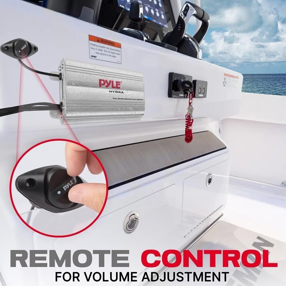 Pyle PLMRMP3A 800W 4-Channel Waterproof MP3/iPod Marine Power Amplifier