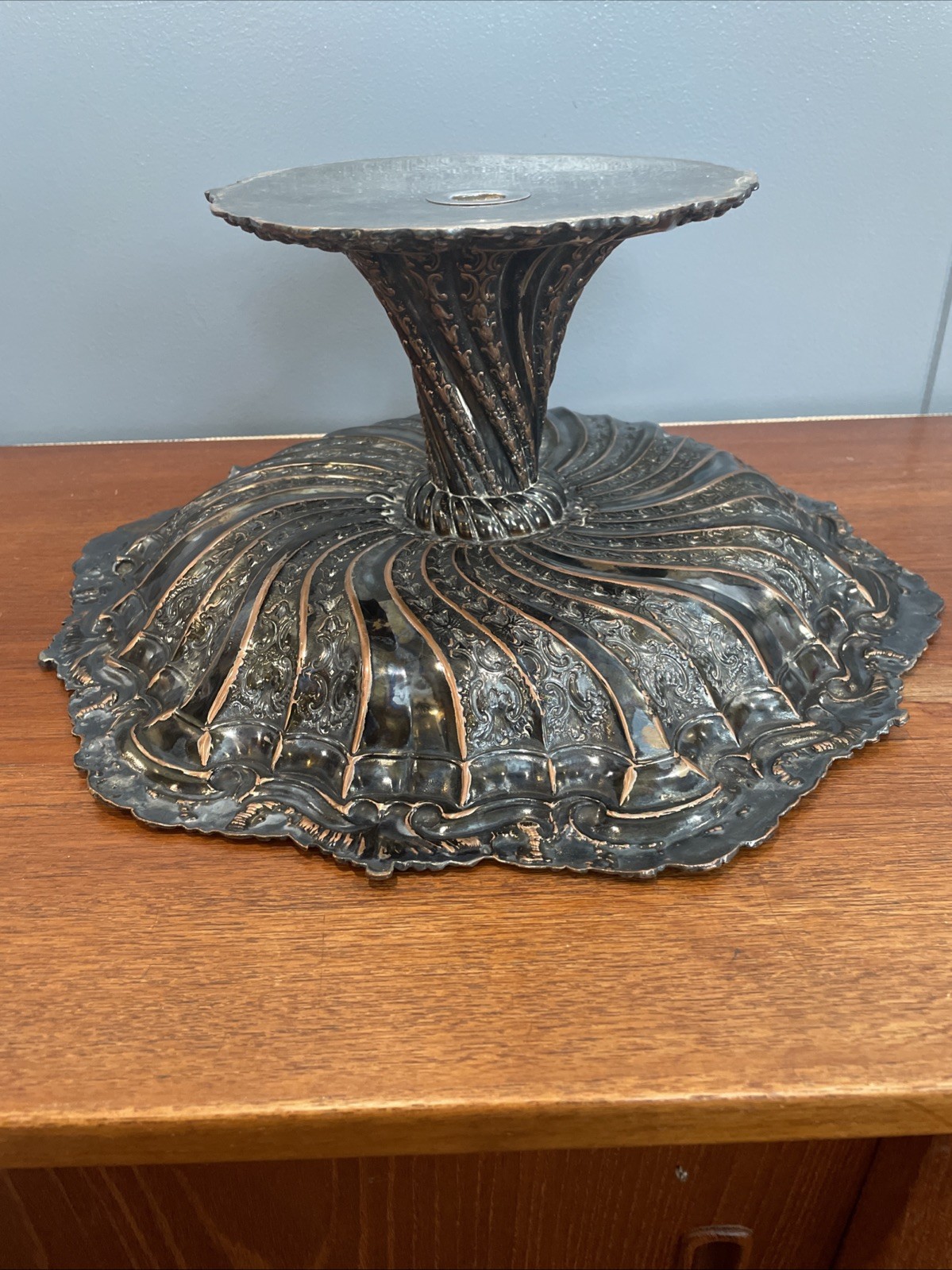 Antique German Silver Rococo Baroque Renaissance Green Man Face Charger Tray