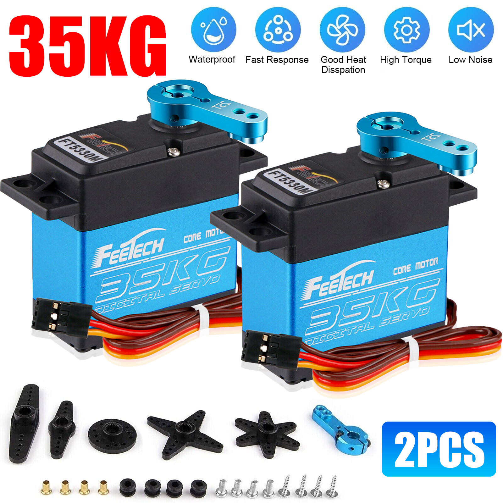 2PACK 35KG 180° Metal Gear Digital Servo HIGH TORQUE & SPEED RC Car Boot Servo