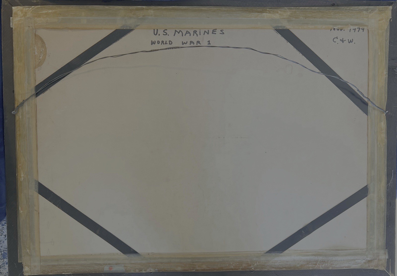 Rare Original 1917 WWI Marines Fight, American Flag Poster Style Military Poster