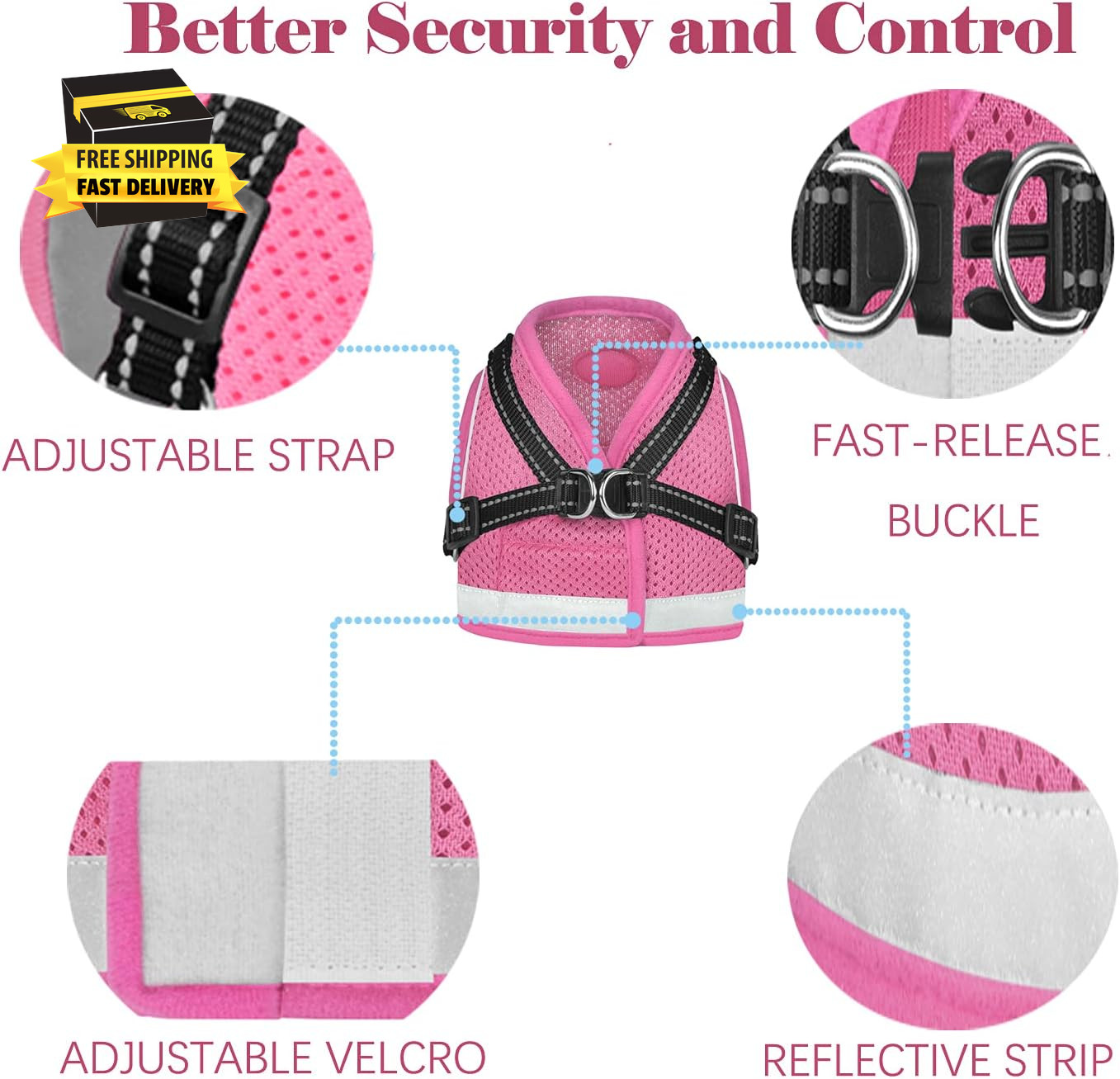 Cat Harness and Leash for Walking, Kitten Escape Proof Harnesses, Adjustable Ref