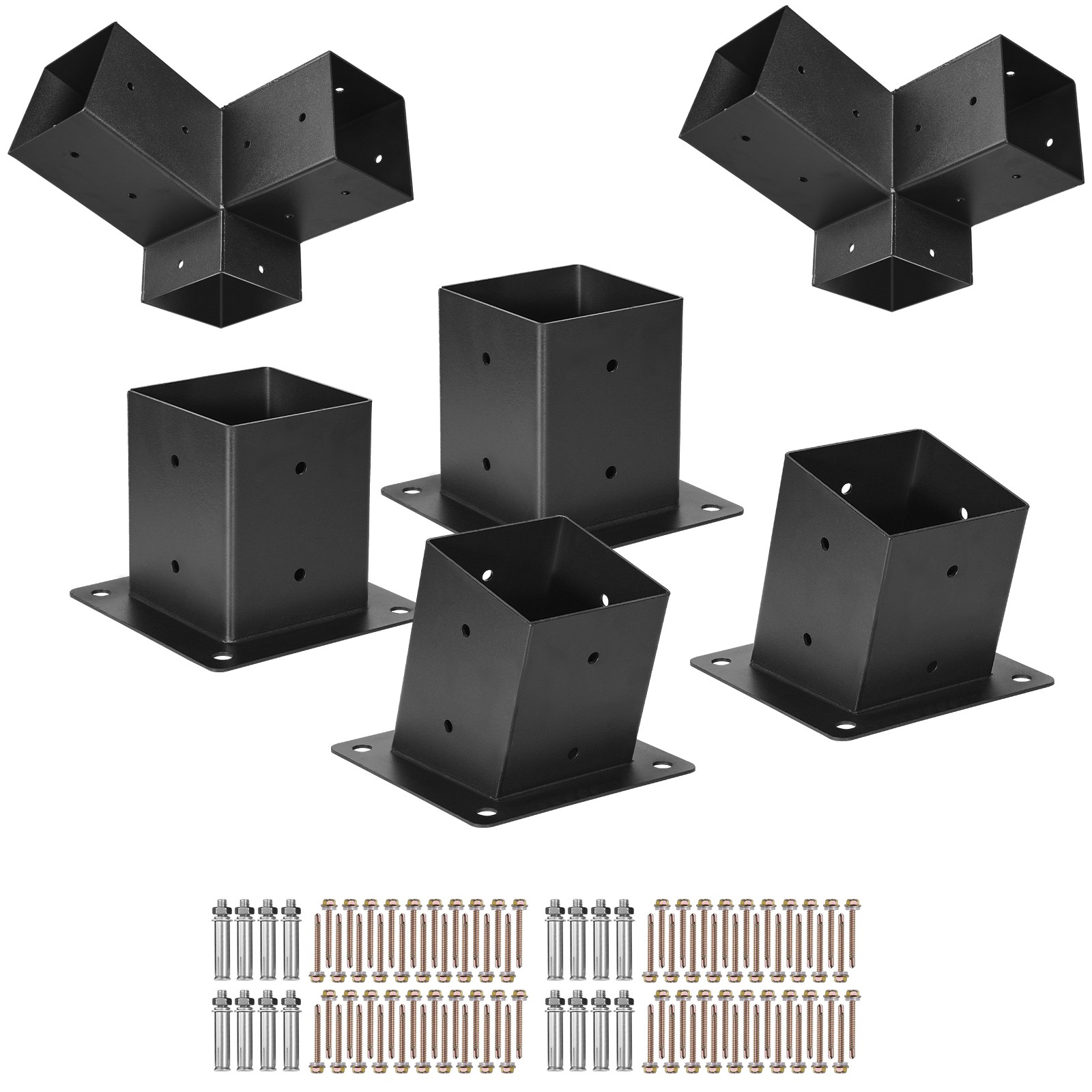 4x4 Inch Pergola Bracket Kit Inner 3.5x3.5 3-Way Slanted Brackets DIY Post