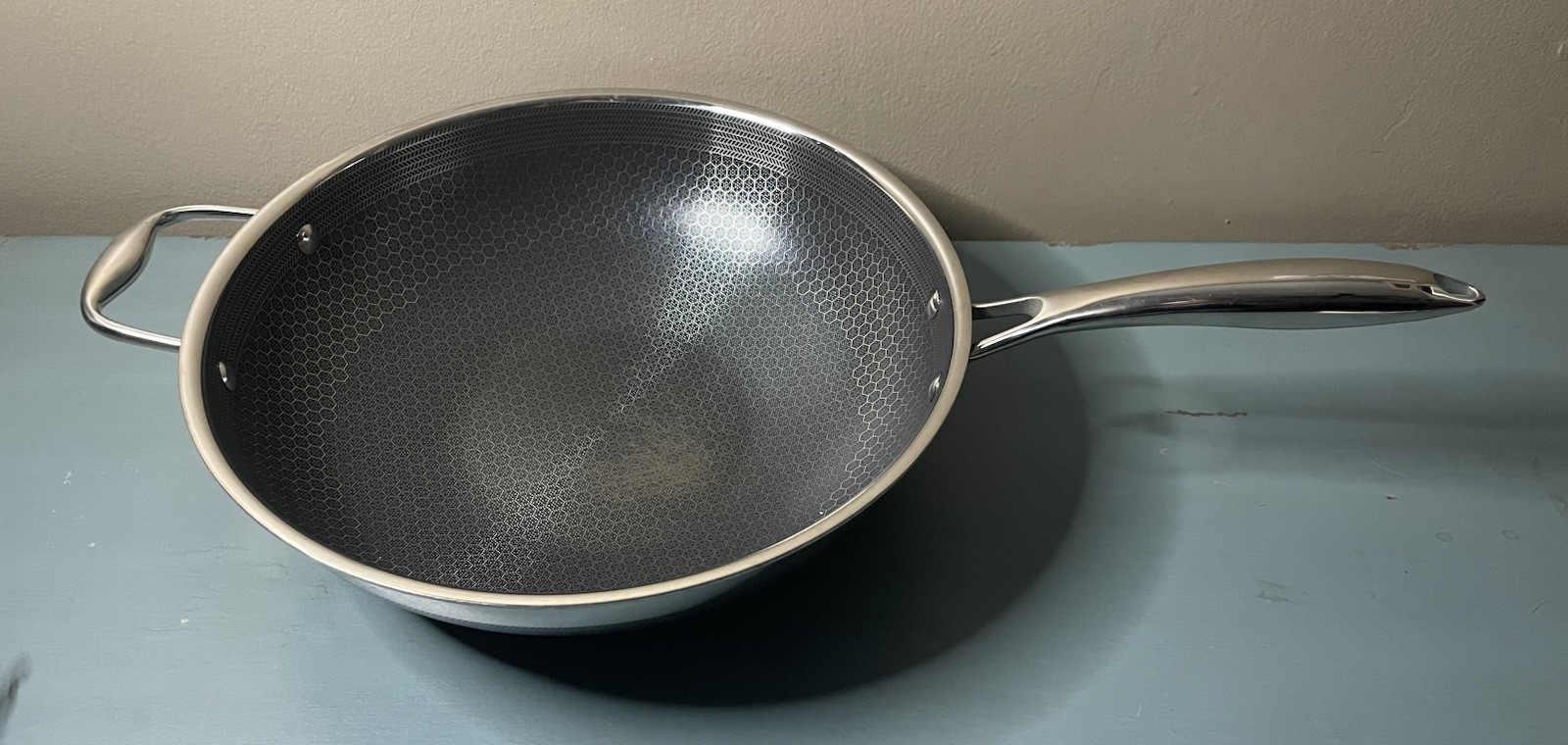 Hexclad 12" Wok Hybrid Stainless Steel Nonstick Pan Used no lid (W26)