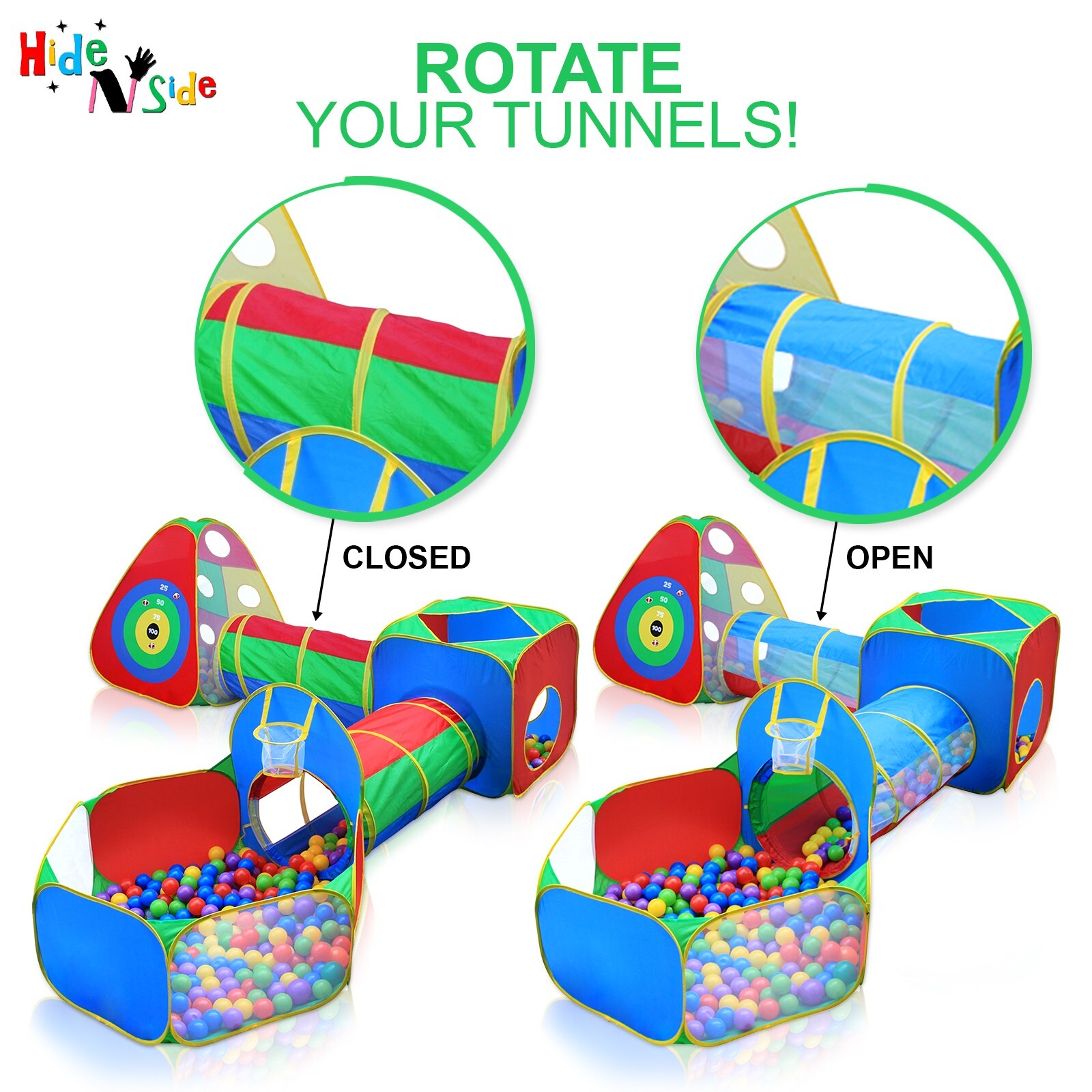 Coolest Kids Activity Center Play Tent & Tunnels Basketball Set Toy w/ Dart Wall