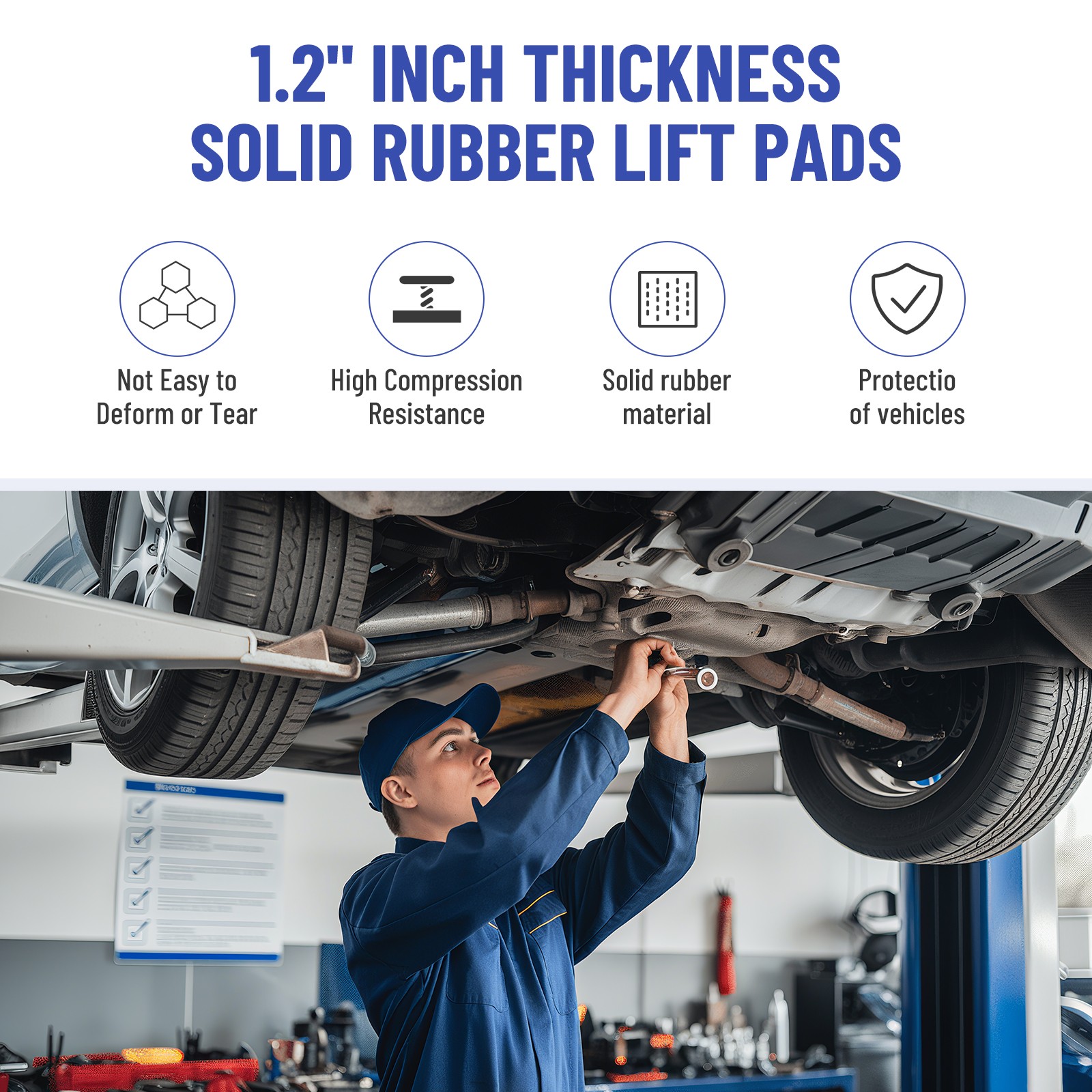 4X Solid Rubber Auto Lift Block Spacer Pad Heavy-Duty for Automobile Lifts