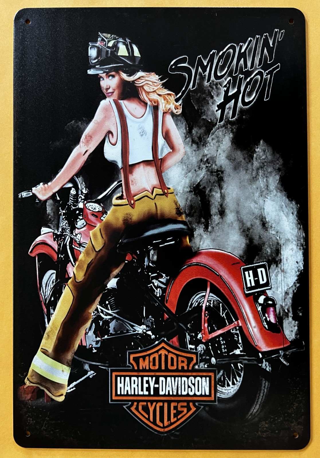 Harley Fire Hot Tin Sign (Panhead Knucklehead Fireman Sportster Bobber W50192