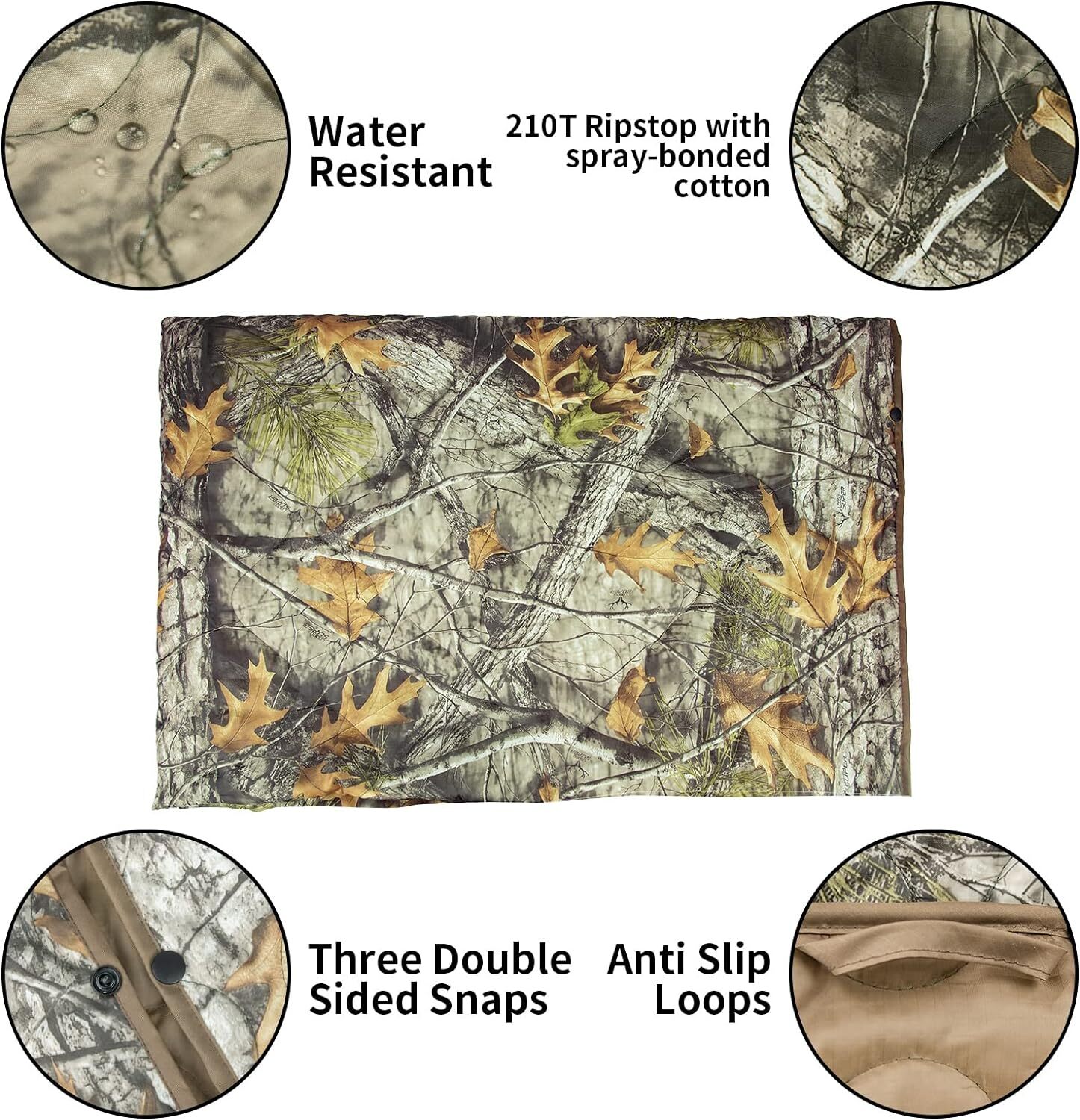 Camo Woobie Blanket Waterproof Poncho Liner for Outdoor Camping, Hiking, Hunting