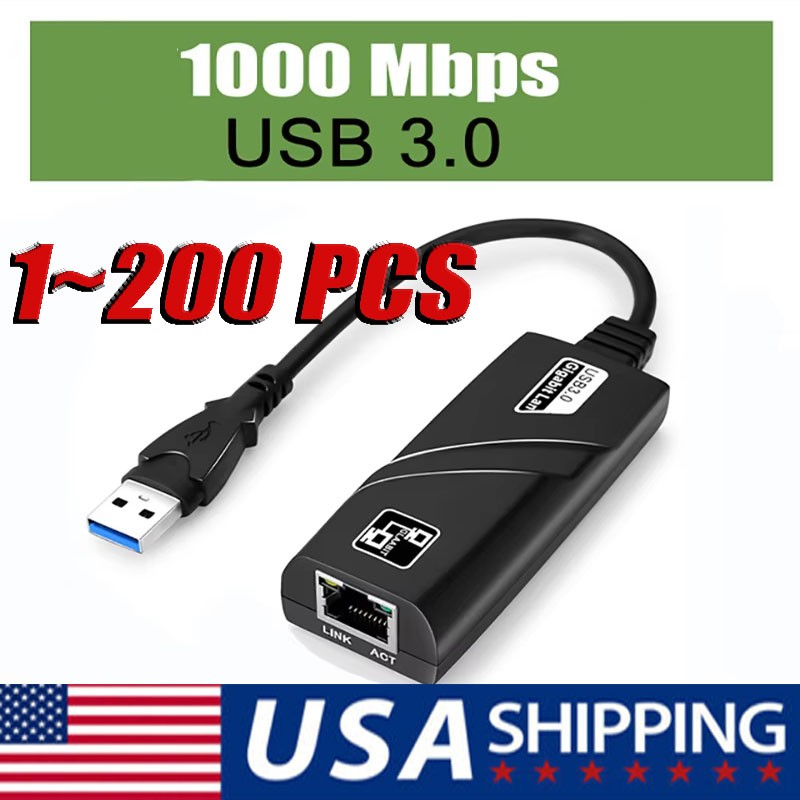 USB 3.0 Gigabit Ethernet LAN RJ45 1000Mbps Network Adapter For Windows PC LOT