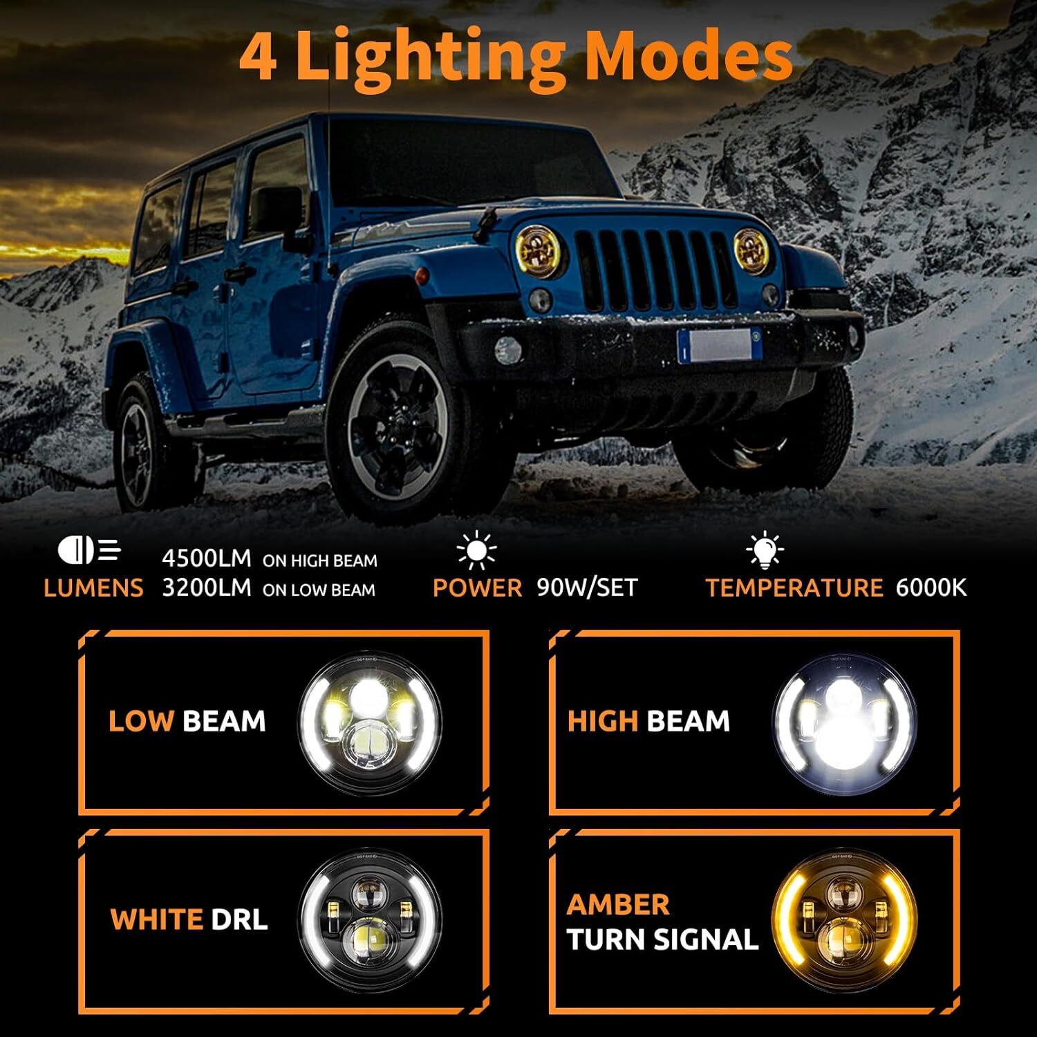 For Honda Shadow VT VT1100 VT750 VT600 VF750 7inch LED Headlight Turn Lights DRL