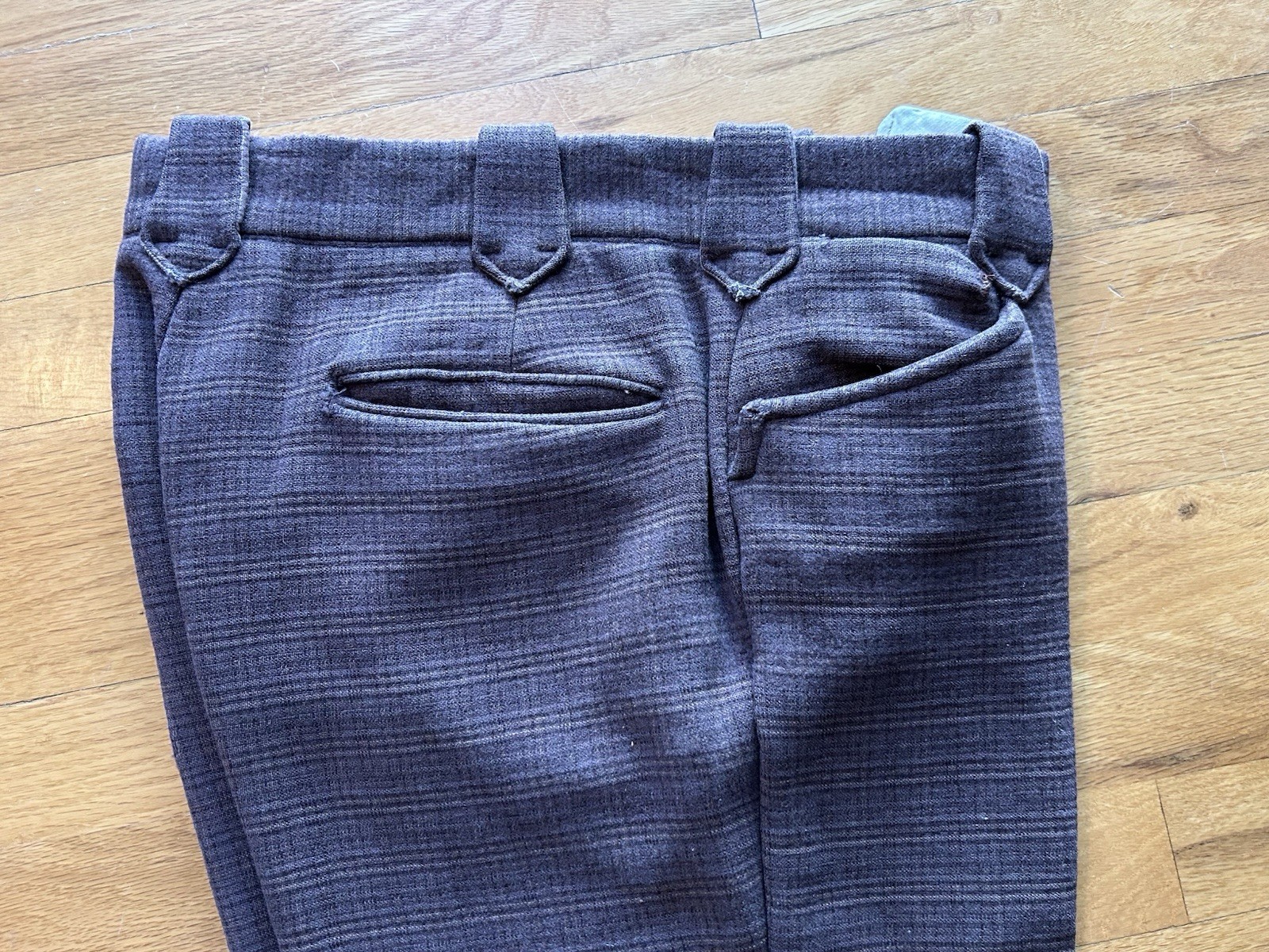 EDDIE BAUER Vintage Heavy Wool Plaid Hunting Winter Pants Leather Cuffs 31-32" W