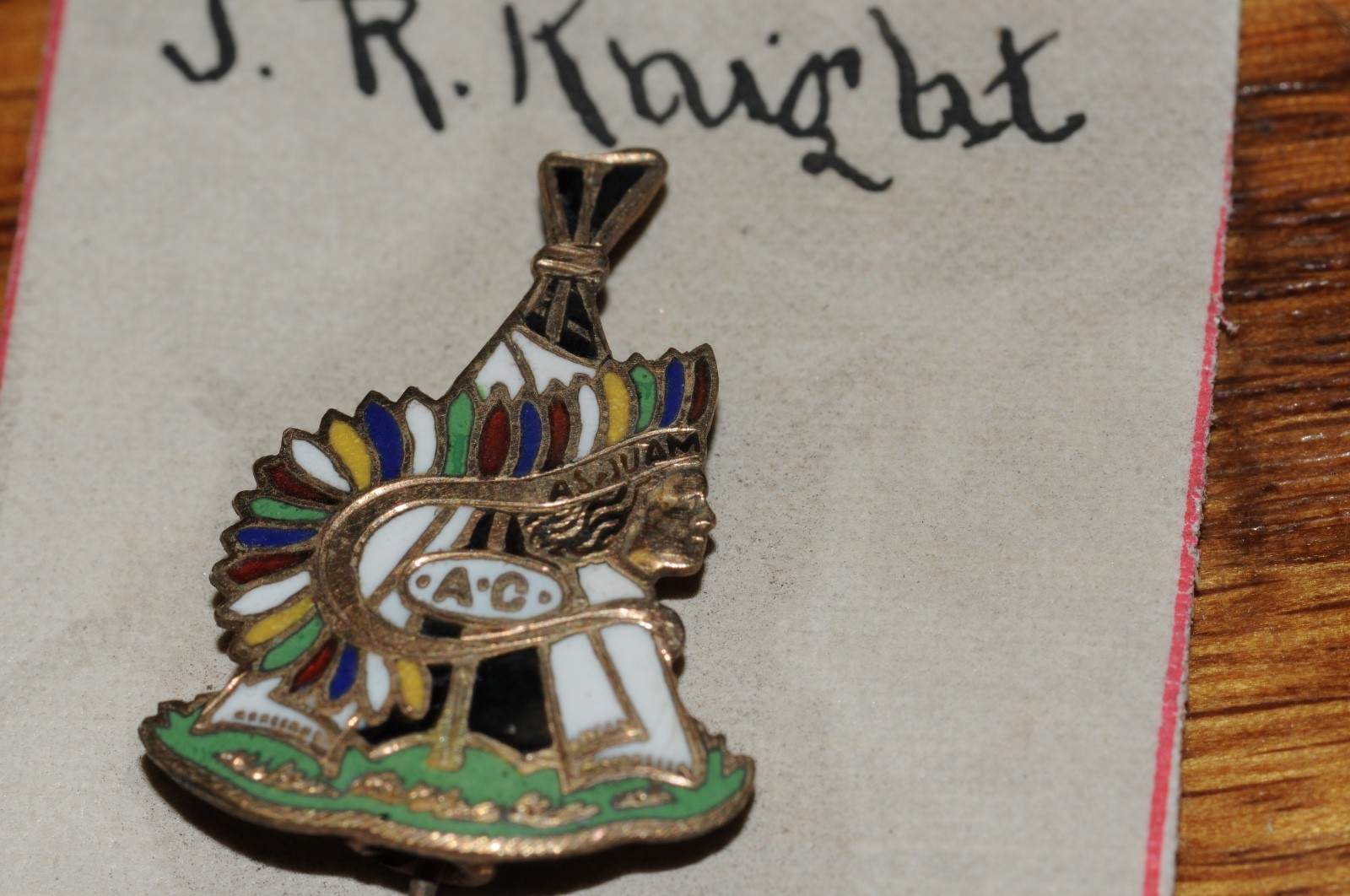 A.C. ASJUAM Indian  Fraternal Organization Pin Gold Filled 1900 Historical *****