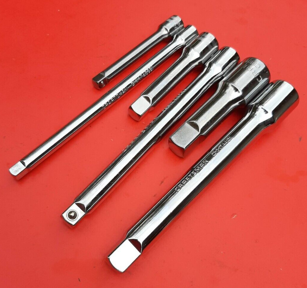 NEW CRAFTSMAN TOOLS 6 Piece 3" & 6" Ratchet Socket Extension Set 1/4" 3/8" 1/2"