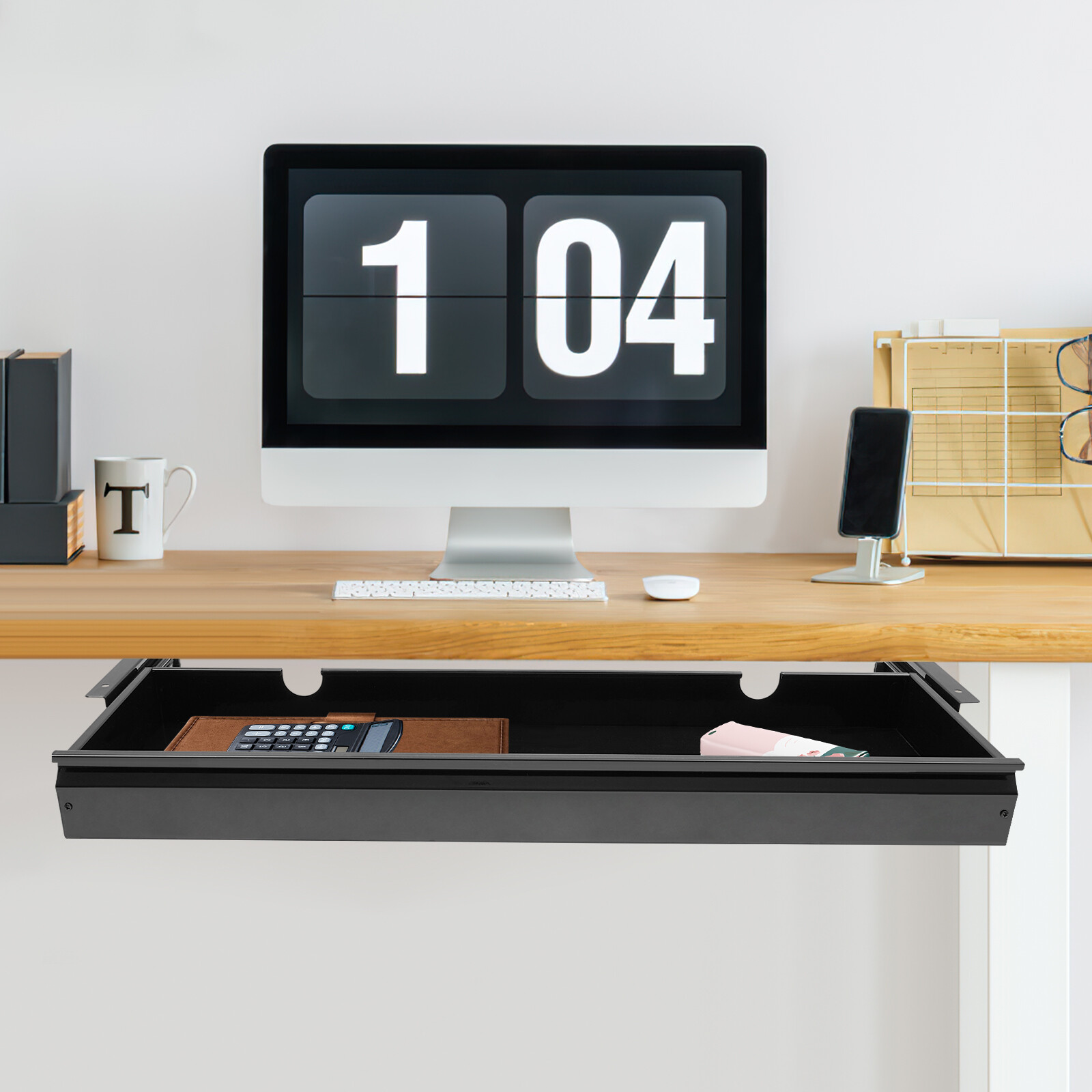 Under Desk Mounted Sliding Pull-out Drawer Storage Organizer Pull-out Drawer