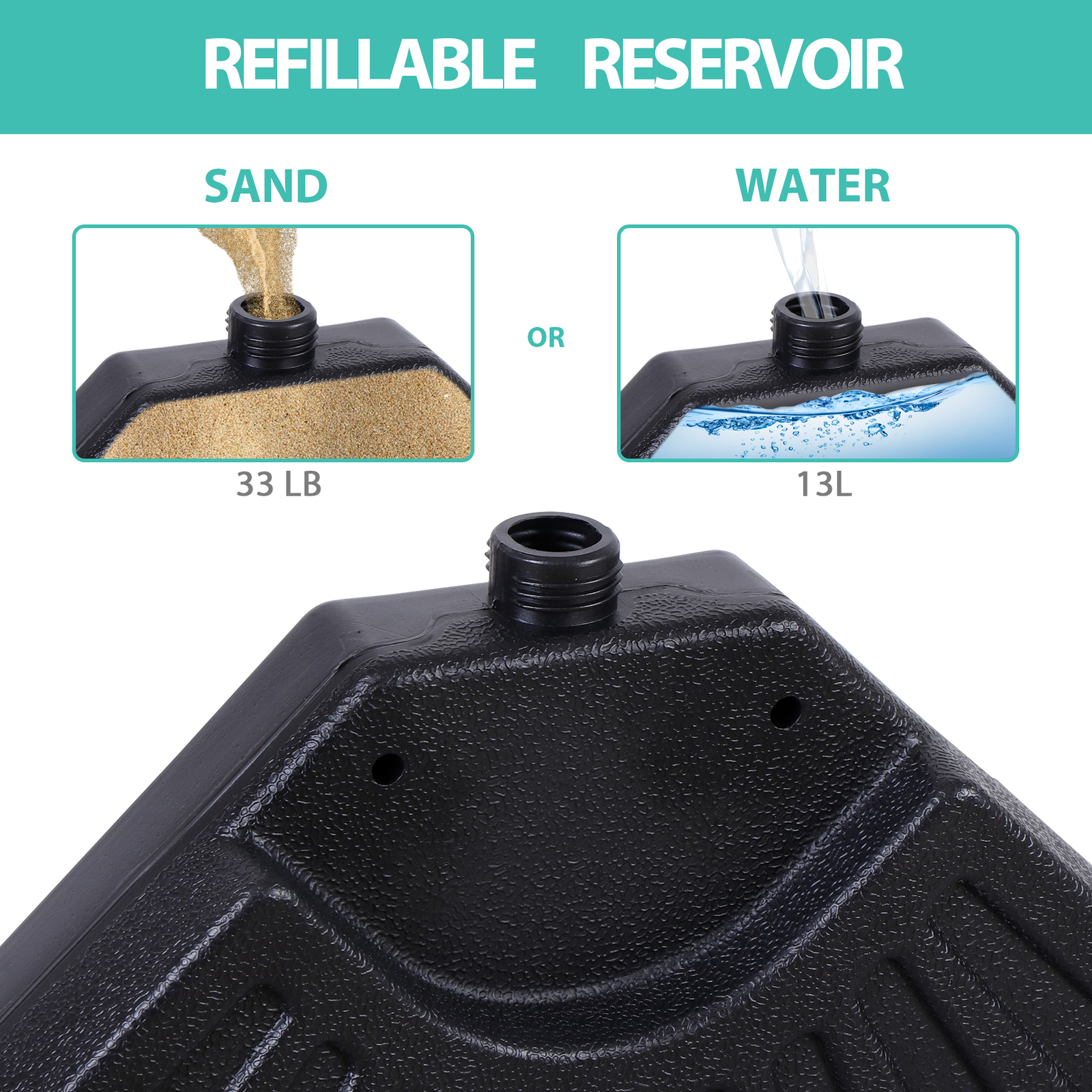 4-Piece Patio Umbrella Base Heavy Duty Cantilever Offset Umbrella Stand w/ Hooks