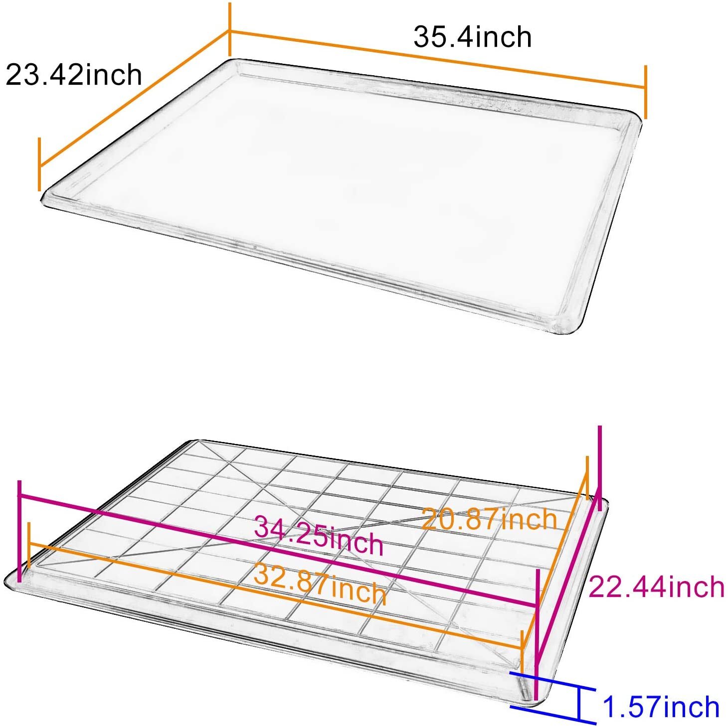 1 pc Replacement Tray for Dog Crate Pans Plastic Bottom 35.4 X 23.4 inch