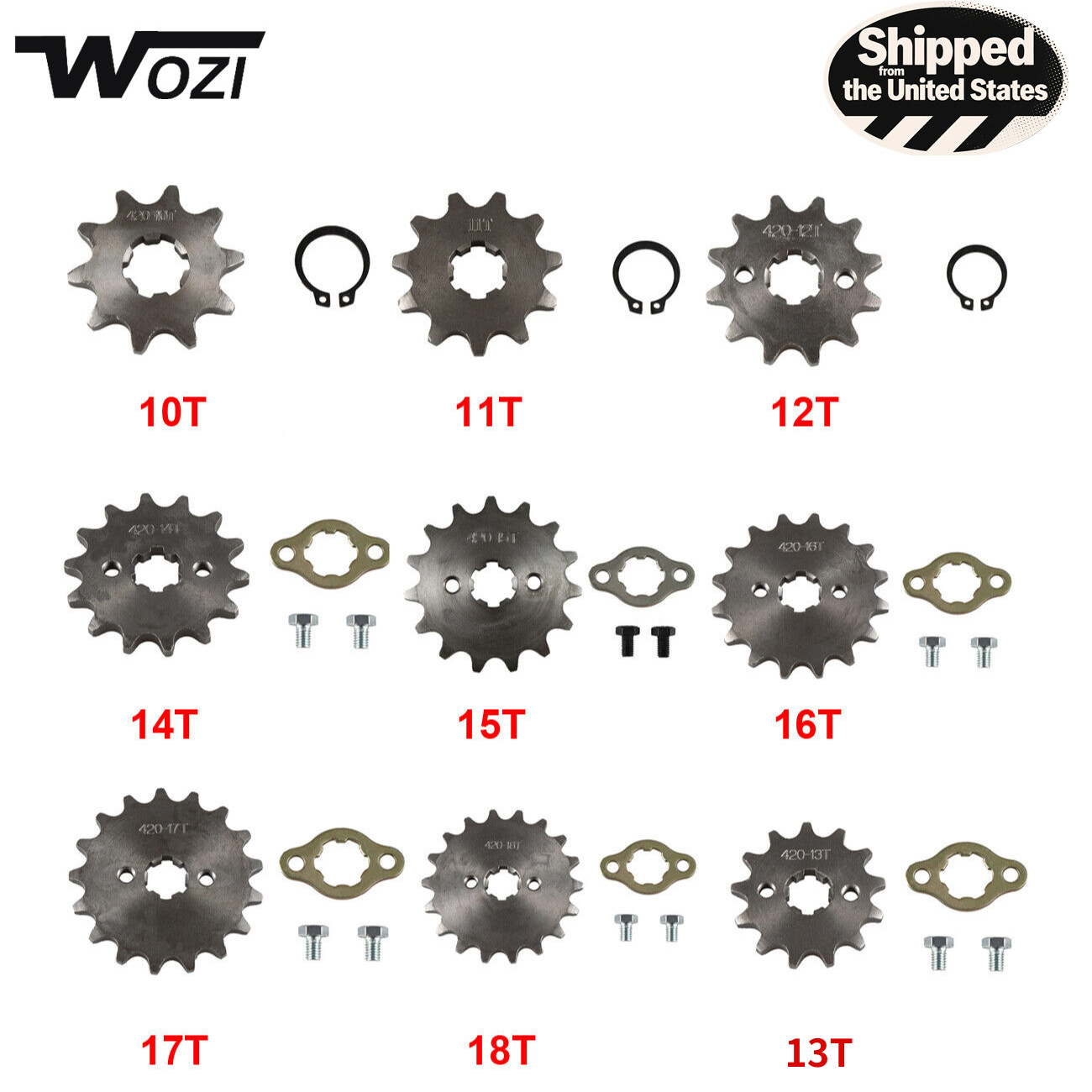 420Chain 17mm 10-18T Front Sprocket For 50 70 90 110 125 140cc ATV Pit Dirt Bike