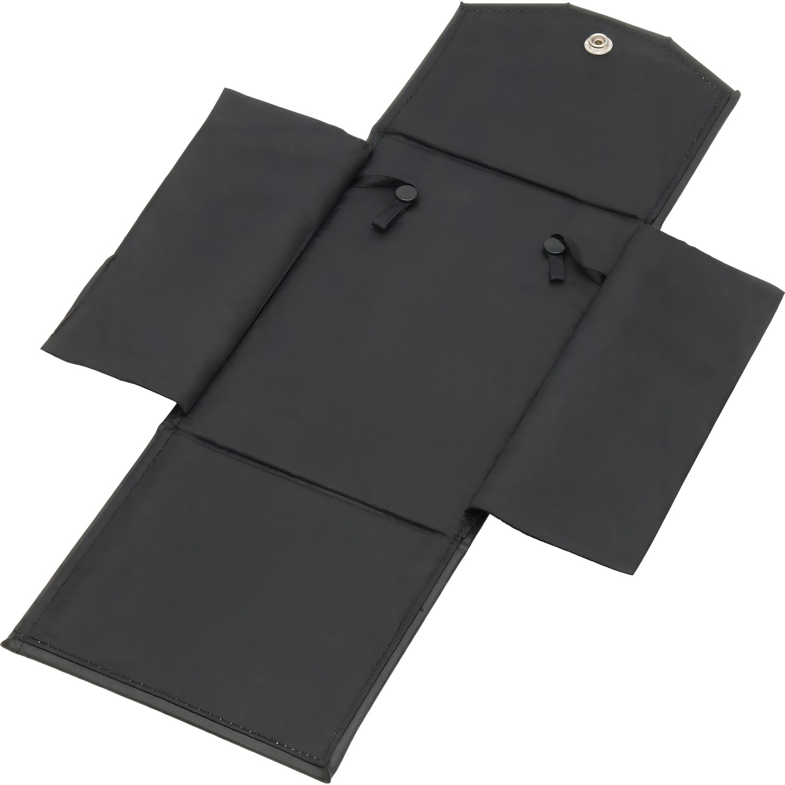 Folding Black Faux Leather Jewelry Travel Folder Display Box 6" x 8 1/4"