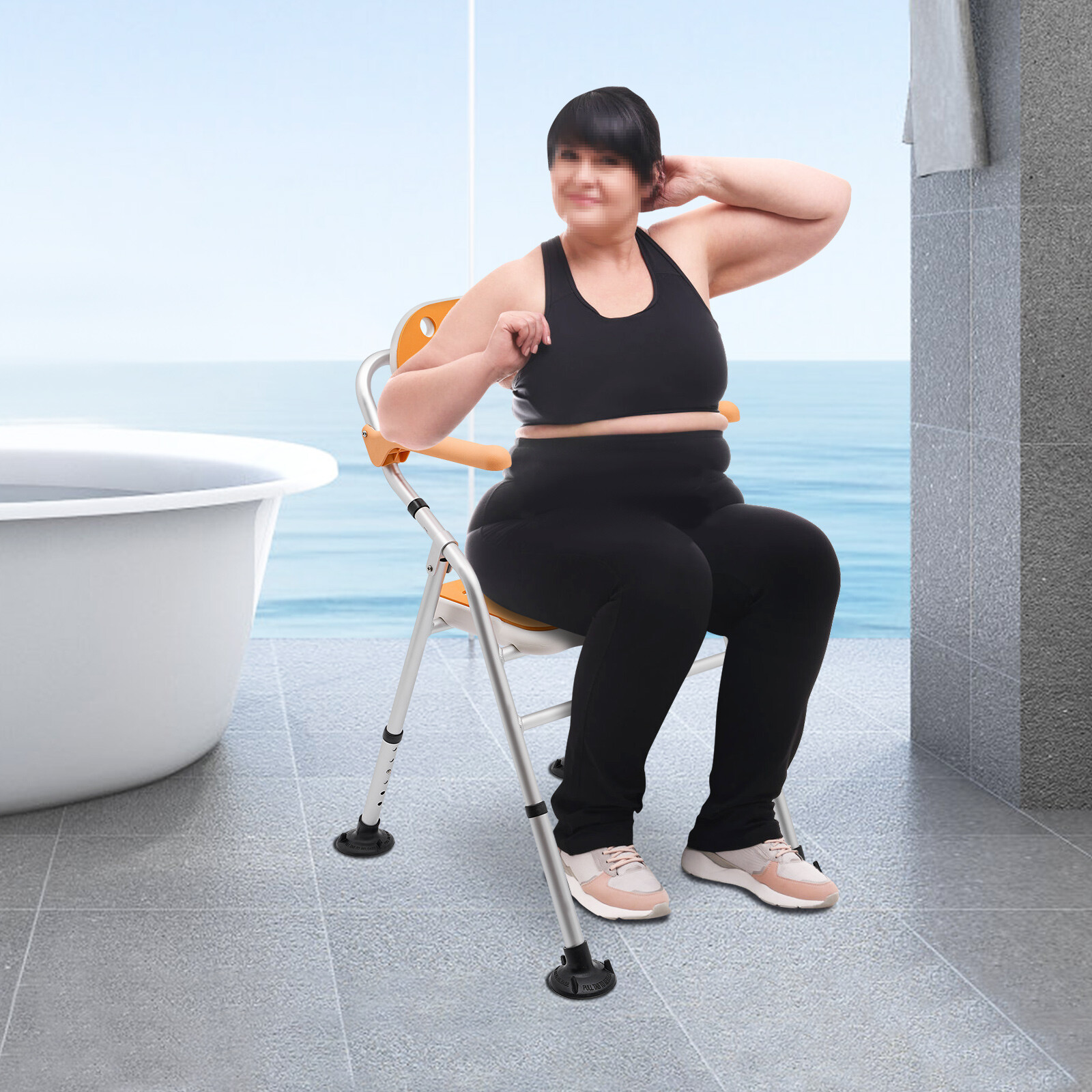 Foldable Shower Seat Folding Bath Chair Bathroom Shower Chair Height Adjustable