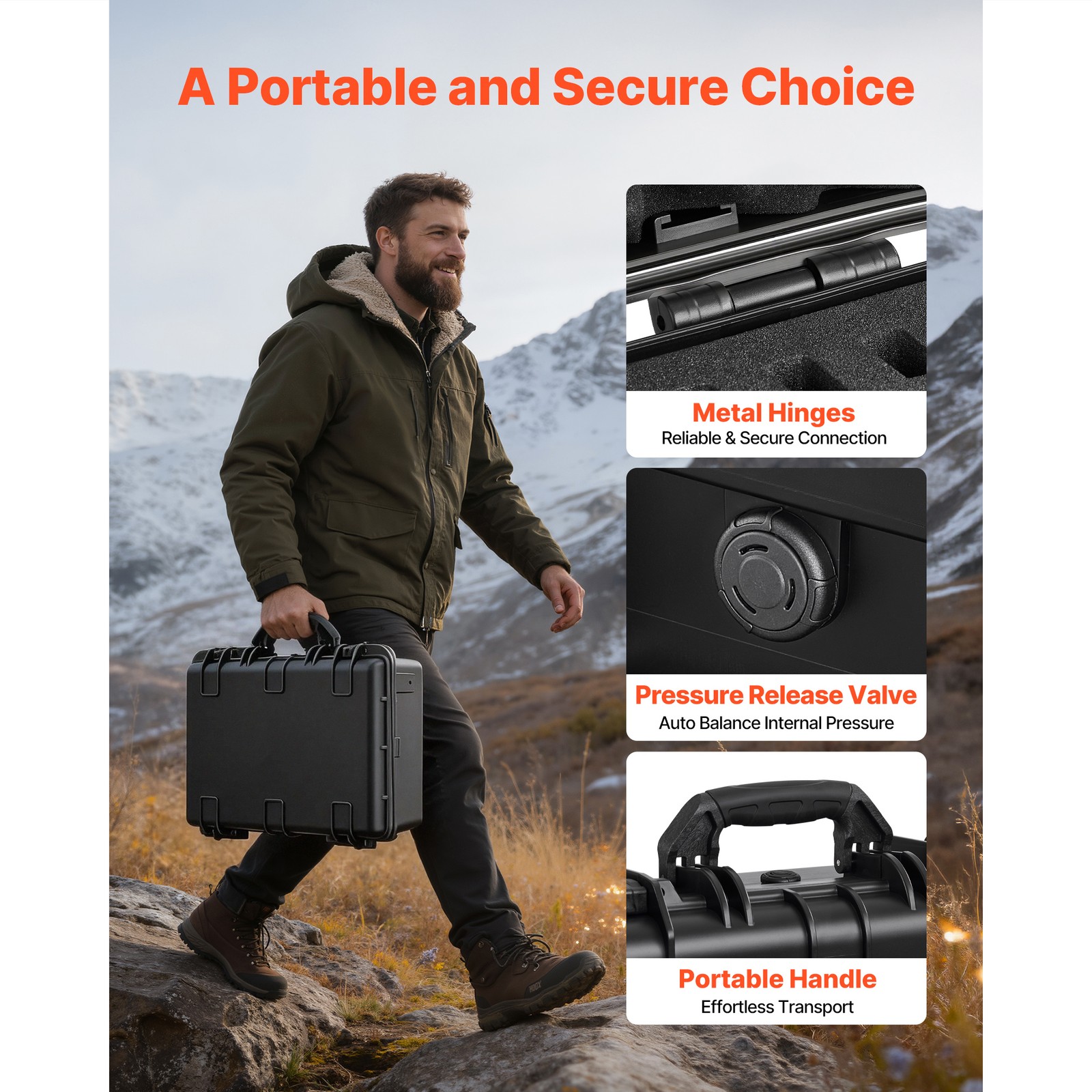 Uimoso Hard Pistol Case with Foam Interior for Secure Storage 18.7x12.5x7.5in