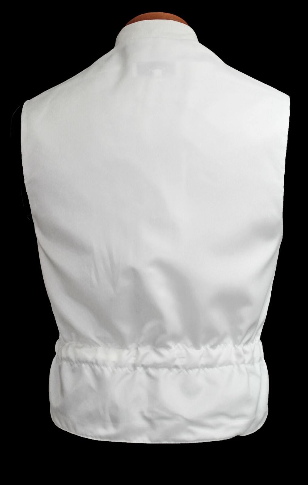 Men's White Tuxedo Vest Waistcoat with Satin Trim Adjustable Full Back Size M