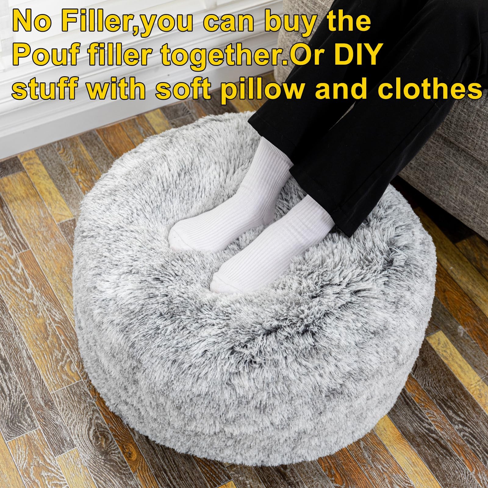 Grey Ottoman Foot Rest No Filler Pouf Ottoman Unstuffed Floor Pouf Ottoman 20x20