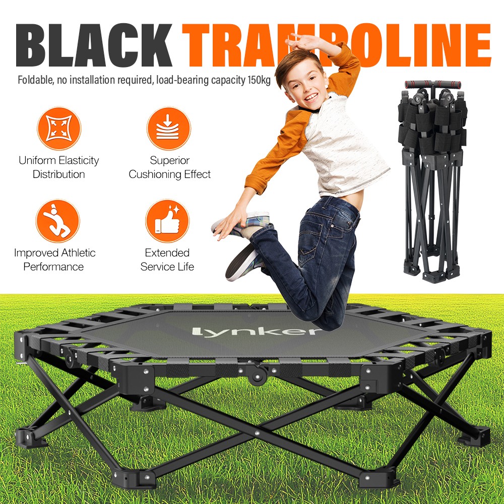 40" 330lbs Foldable Mini Fitness Trampoline Indoor Exercise Rebounder for Adults