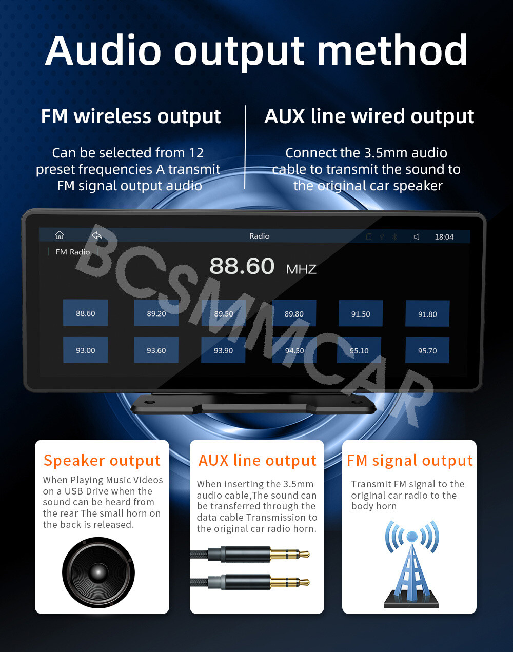 Portable Car Radio Multimedia Player 9.3in For Apple Carplay BT/FM Mirror Link