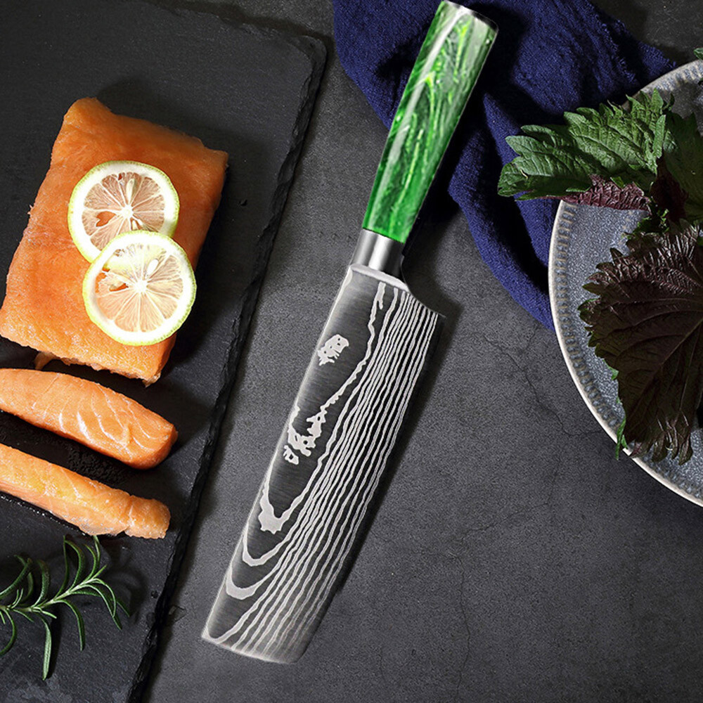 Japanese Damascus Pattern Chef Knives Stainless Steel Cleaver Kitchen Knife Set