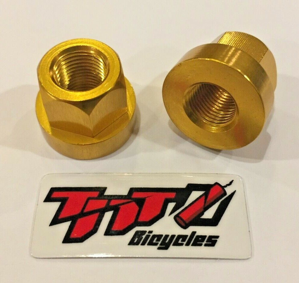 TNT BICYCLES - ALUMINUM AXLE NUTS - 3/8" x 24tpi - SOLD AS PAIR (2pcs)